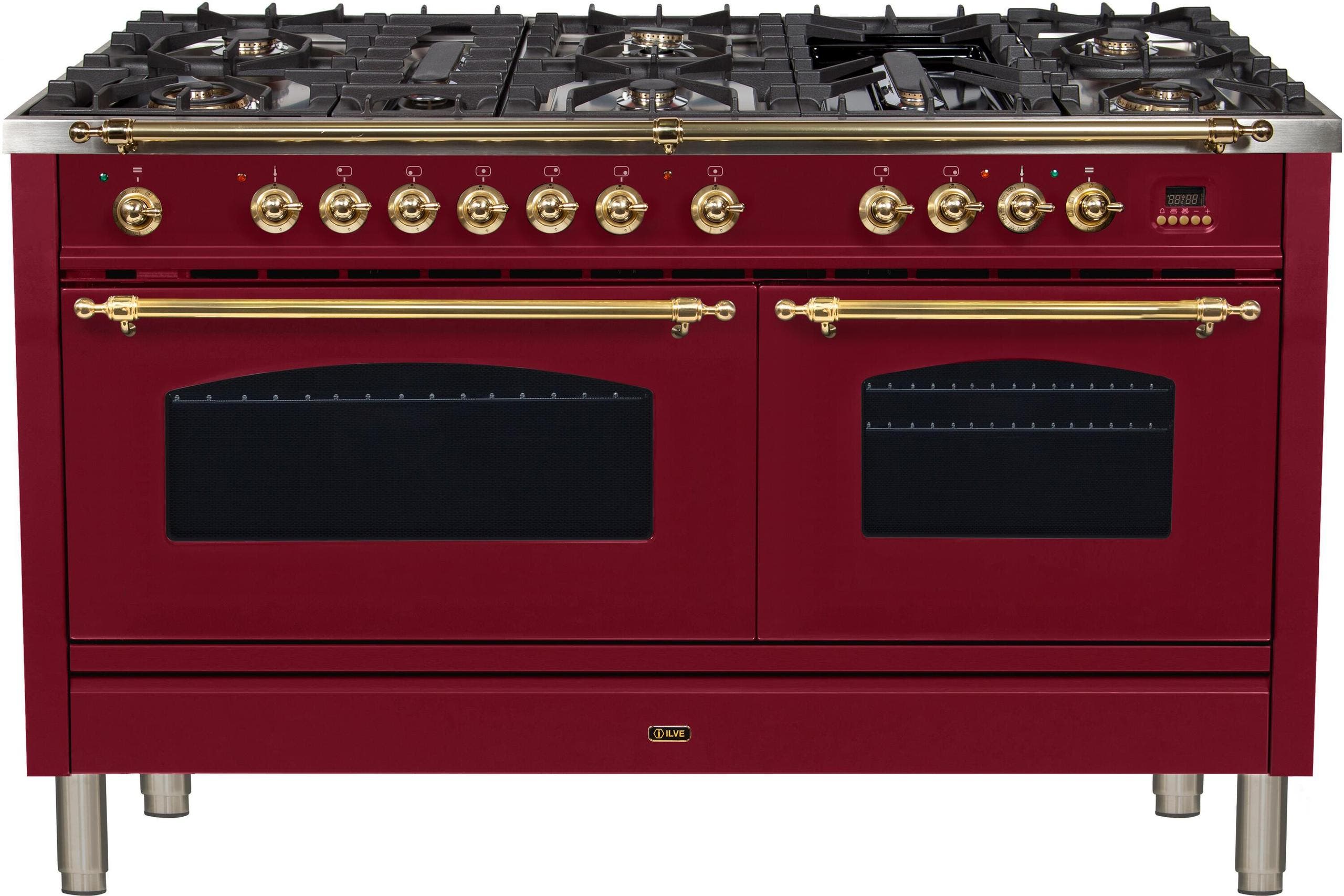 Ilve UPN150FDMPRBLP Liquid Propane In Burgundy W/ Brass Trim