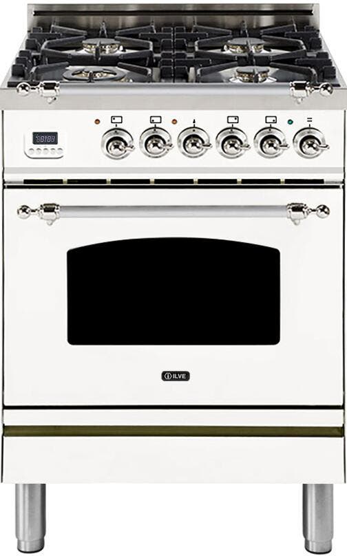 Ilve UPN60DMPBX Natural Gas In White W/ Chrome Trim