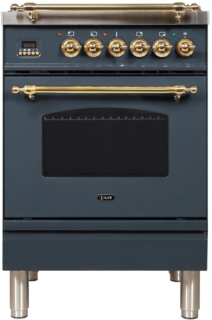 Ilve UPN60DMPGU Natural Gas In Blue Grey W/ Brass Trim