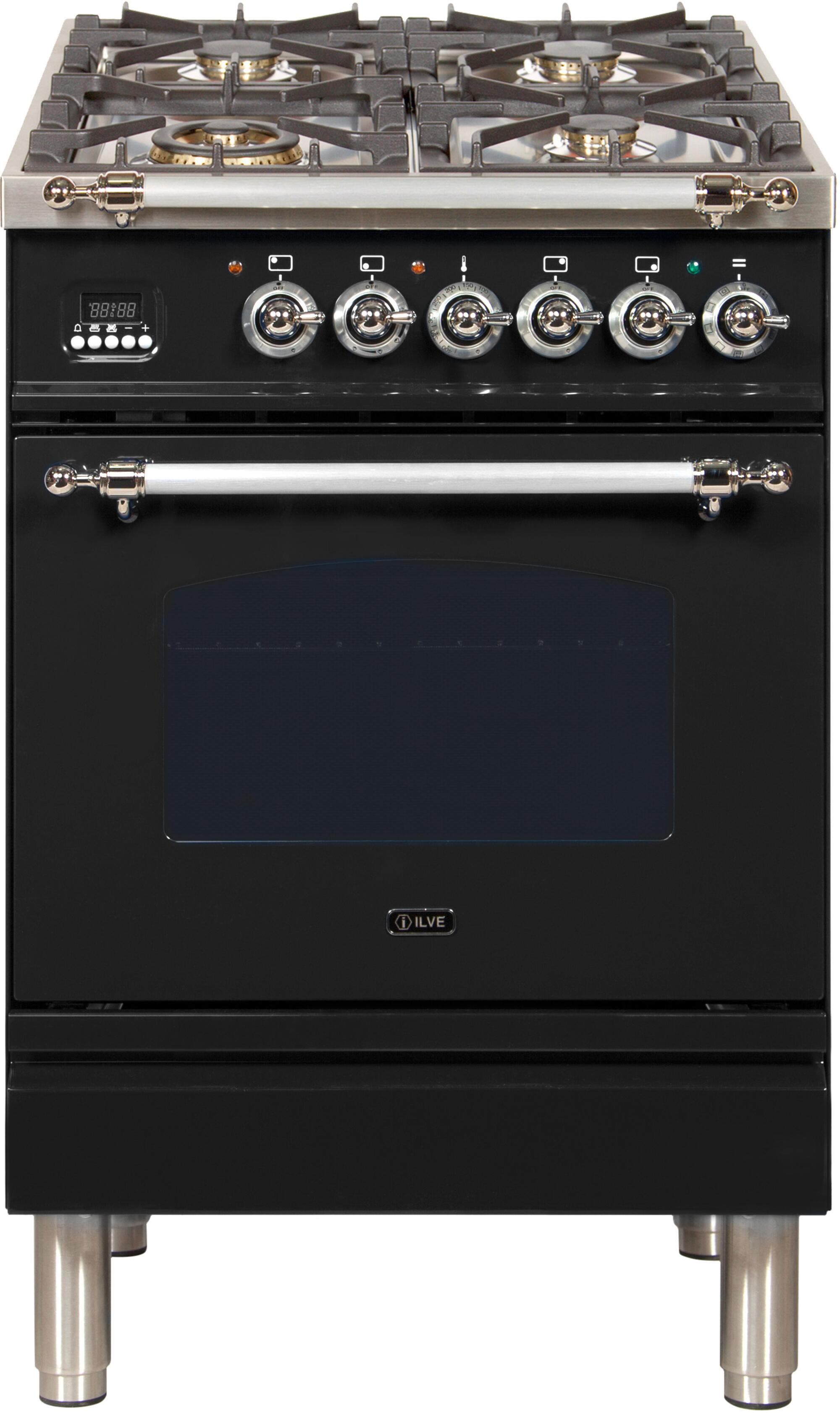 Ilve UPN60DMPNXLP Liquid Propane In Glossy Black W/ Chrome Trim