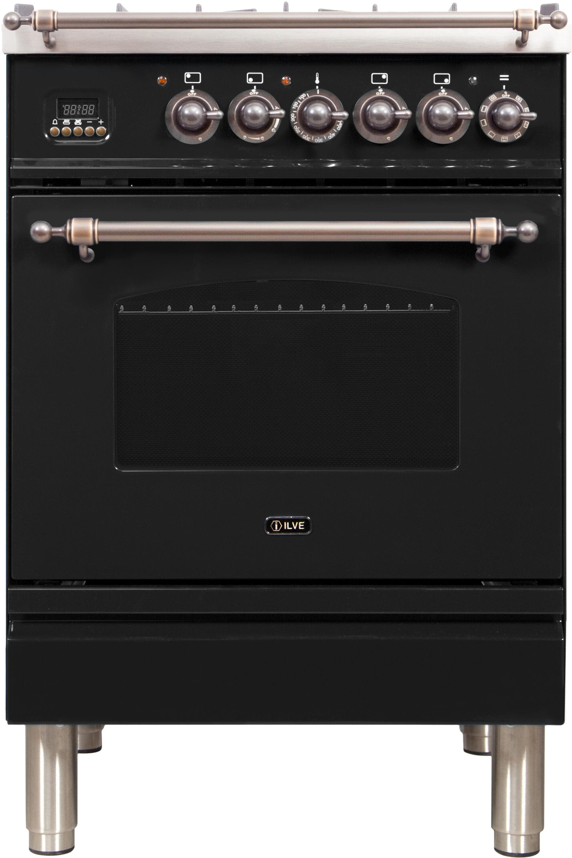 Ilve UPN60DMPNYLP Liquid Propane In Glossy Black W/ Bronze Trim