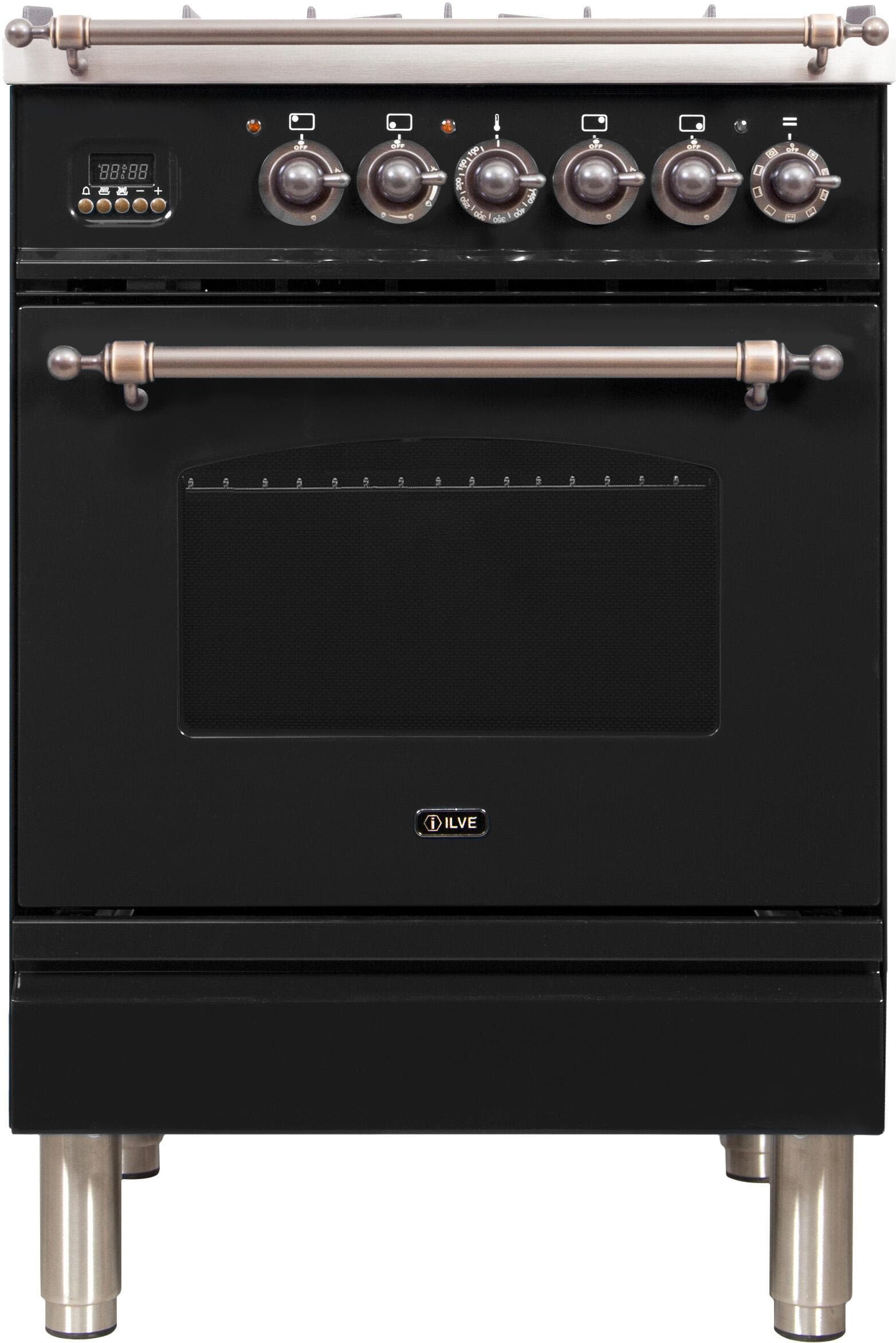 Ilve UPN60DMPNY Natural Gas In Glossy Black W/ Bronze Trim