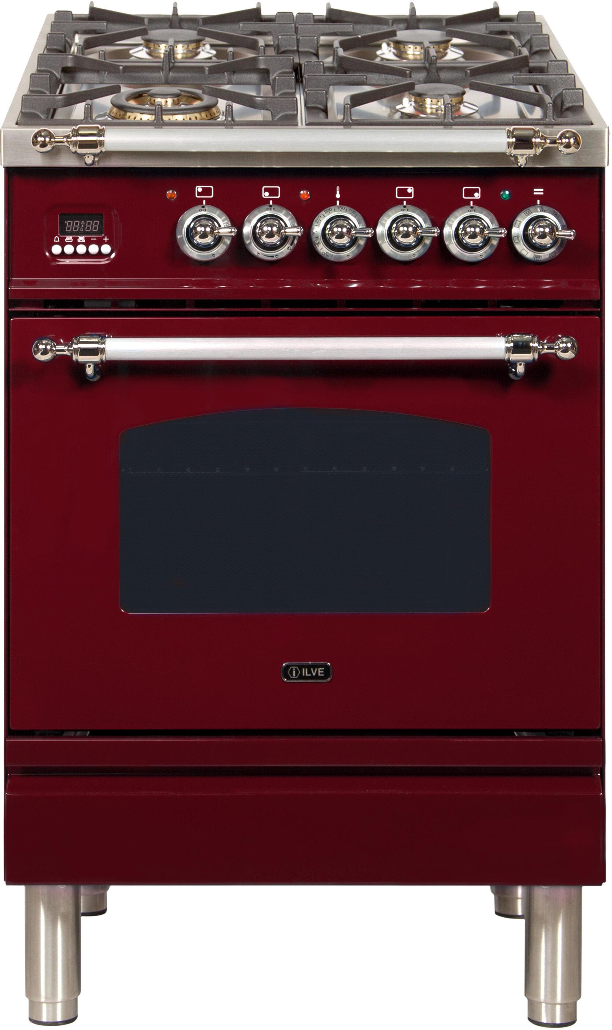 Ilve UPN60DMPRBXLP Liquid Propane In Burgundy W/ Chrome Trim