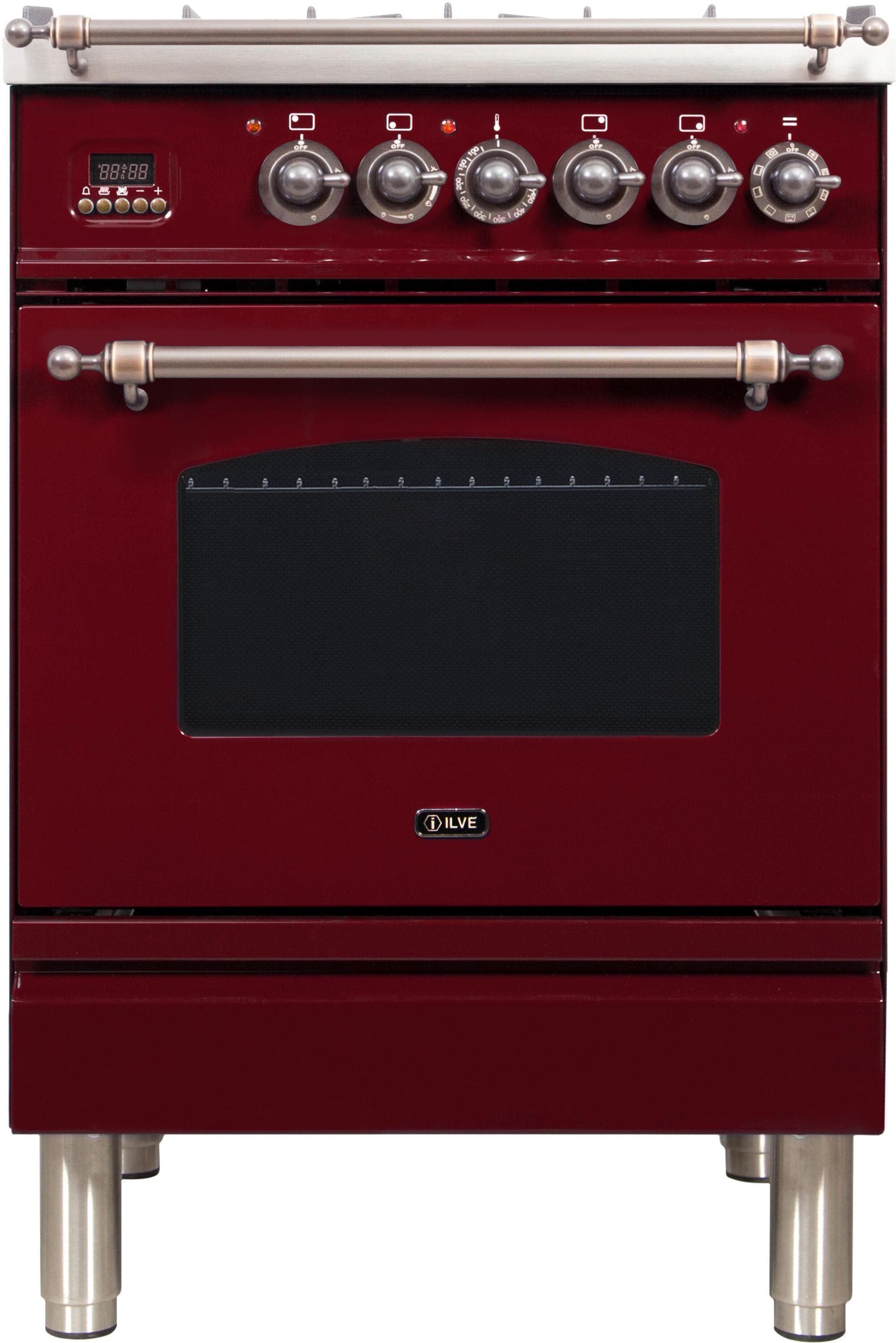 Ilve UPN60DMPRBYLP Liquid Propane In Burgundy W/ Bronze Trim