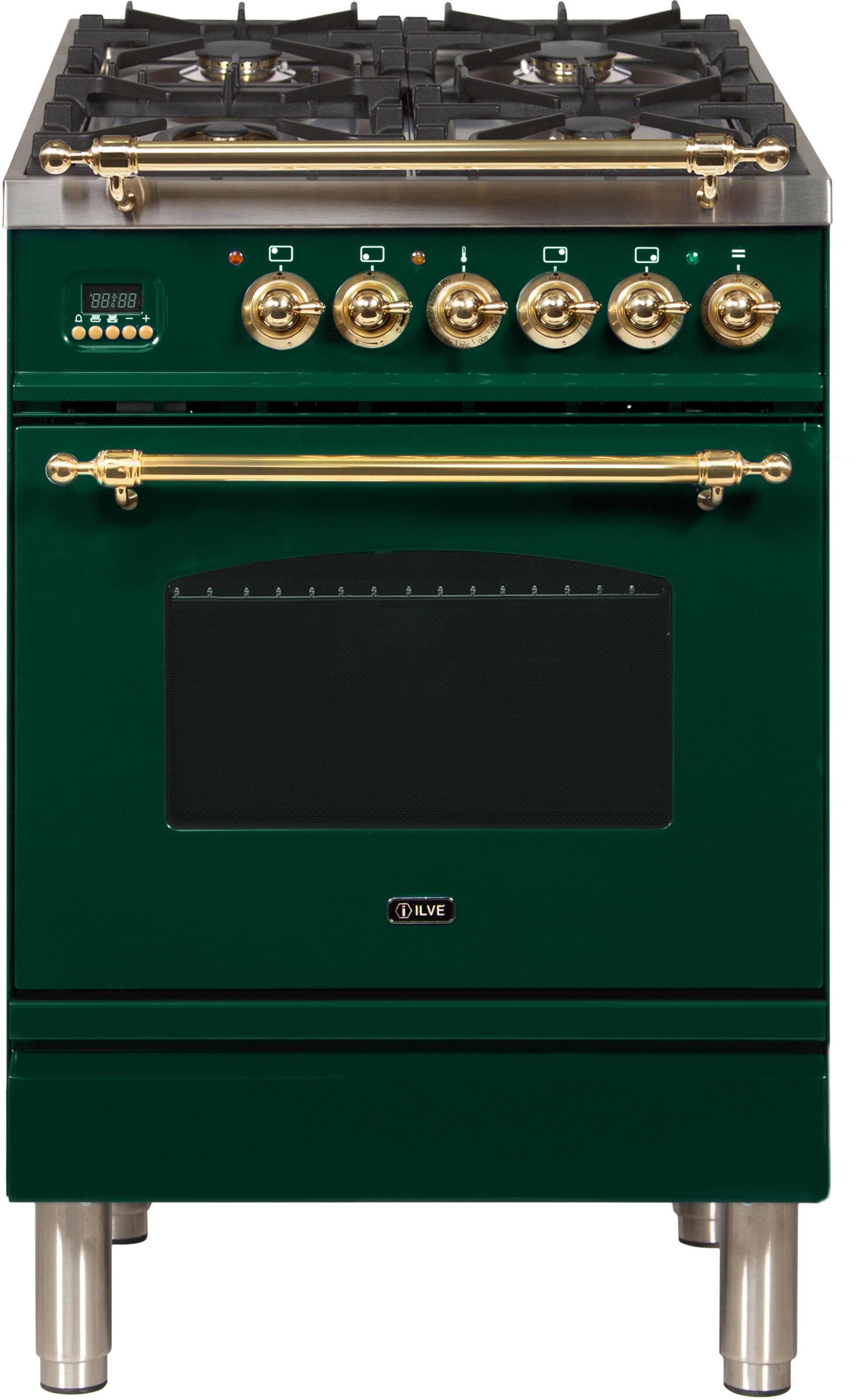 Ilve UPN60DMPVSLP Liquid Propane In Emerald Green W/ Brass Trim