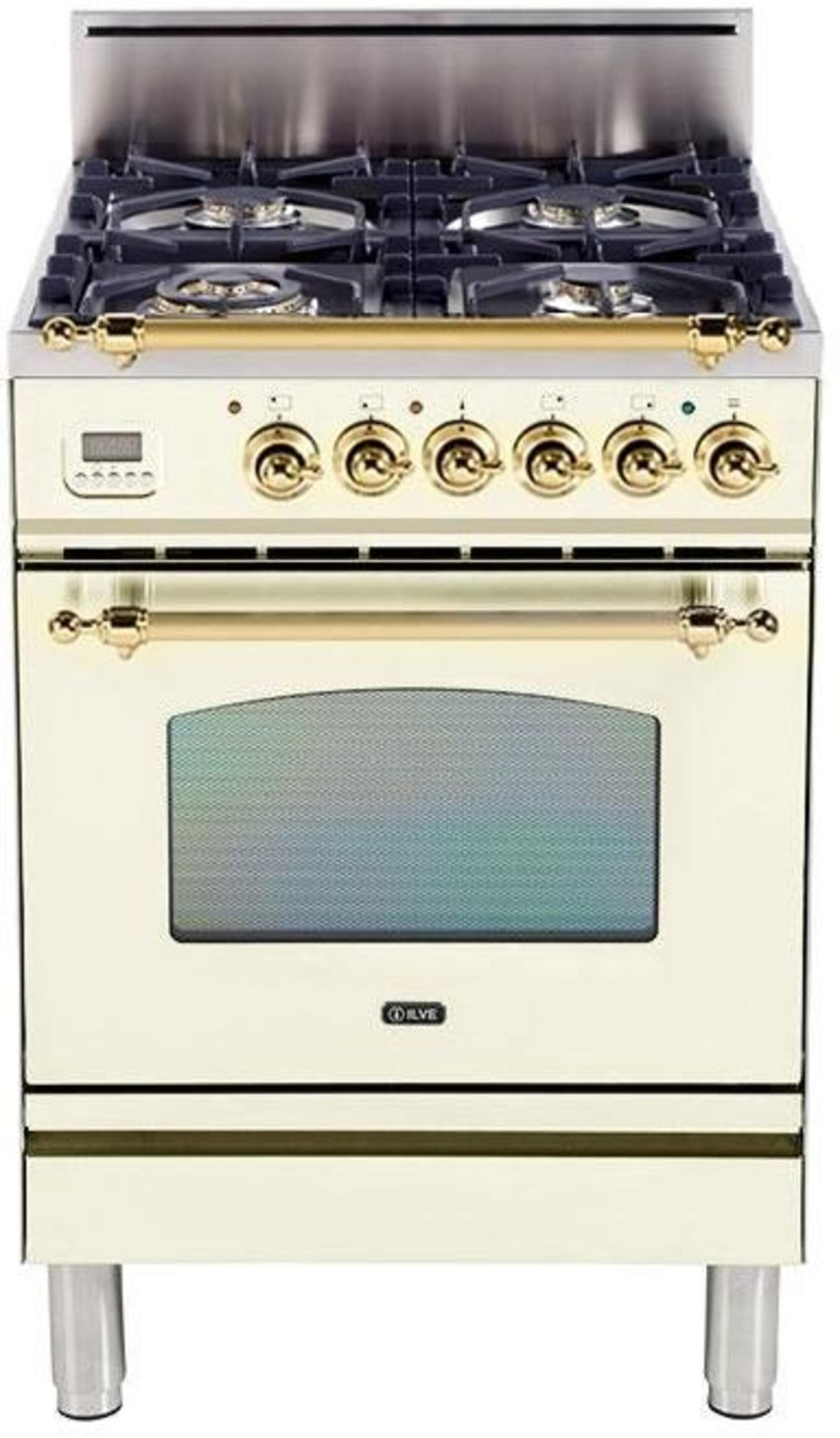 Ilve UPN60DVGGALP Liquid Propane In Antique White W/ Brass Trim