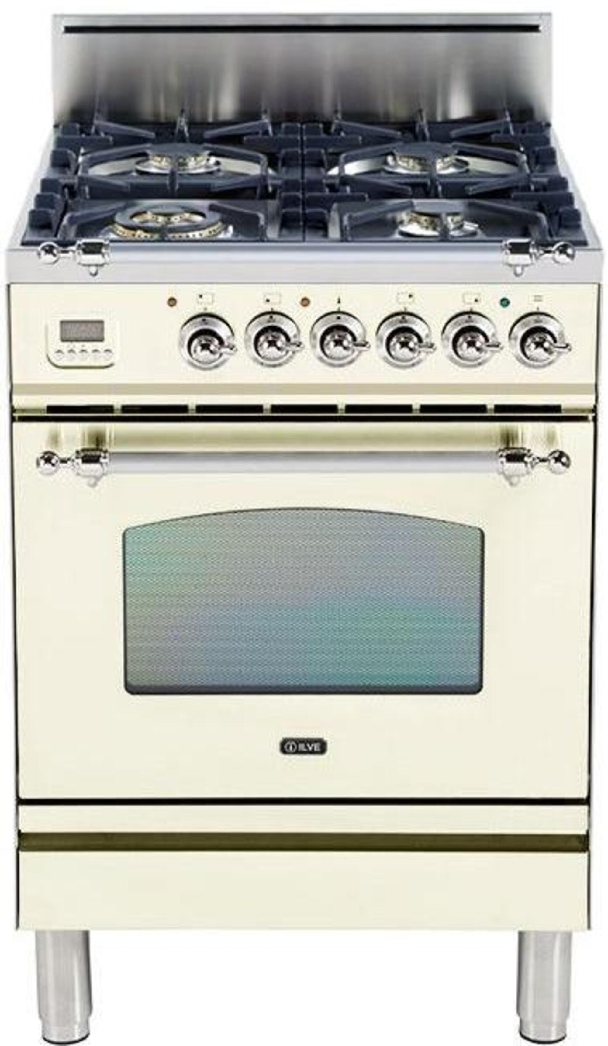 Ilve UPN60DVGGAXLP Liquid Propane In Antique White W/ Chrome Trim