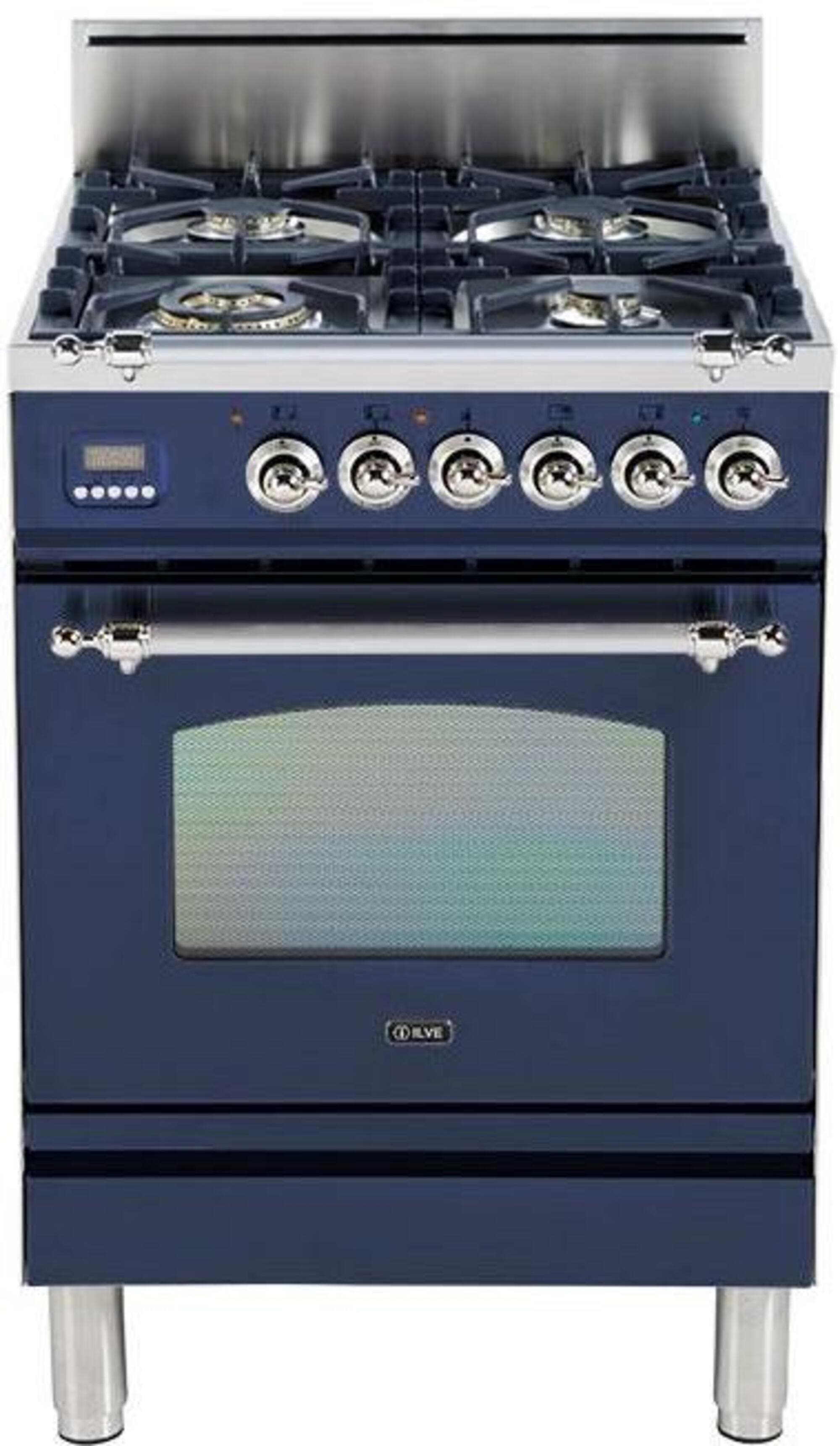Ilve UPN60DVGGBLXLP Liquid Propane In Midnight Blue W/ Chrome Trim