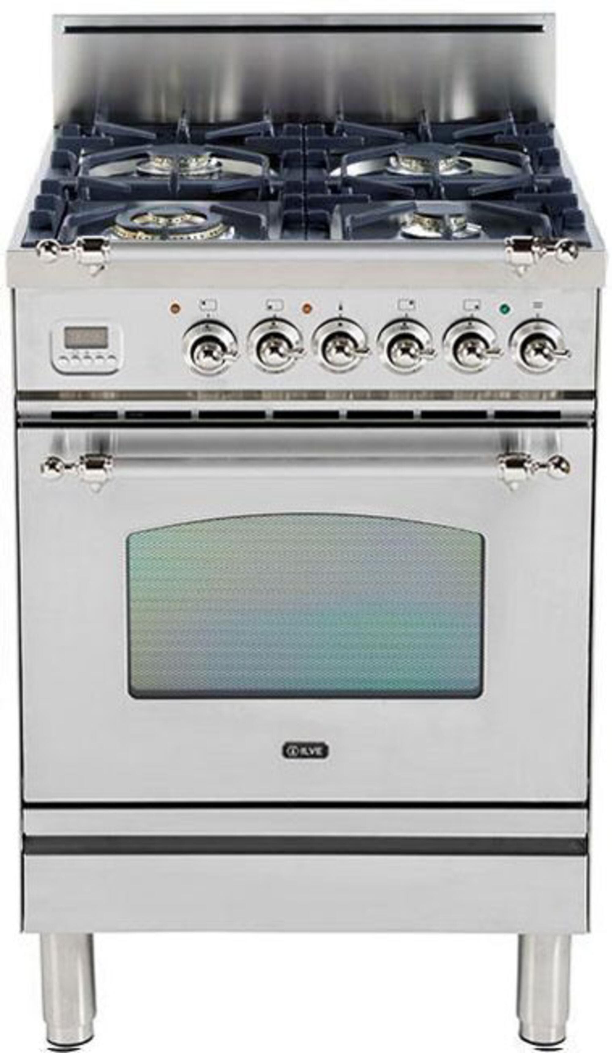 Ilve UPN60DVGGIXLP Liquid Propane In Stainless Steel W/ Chrome Trim