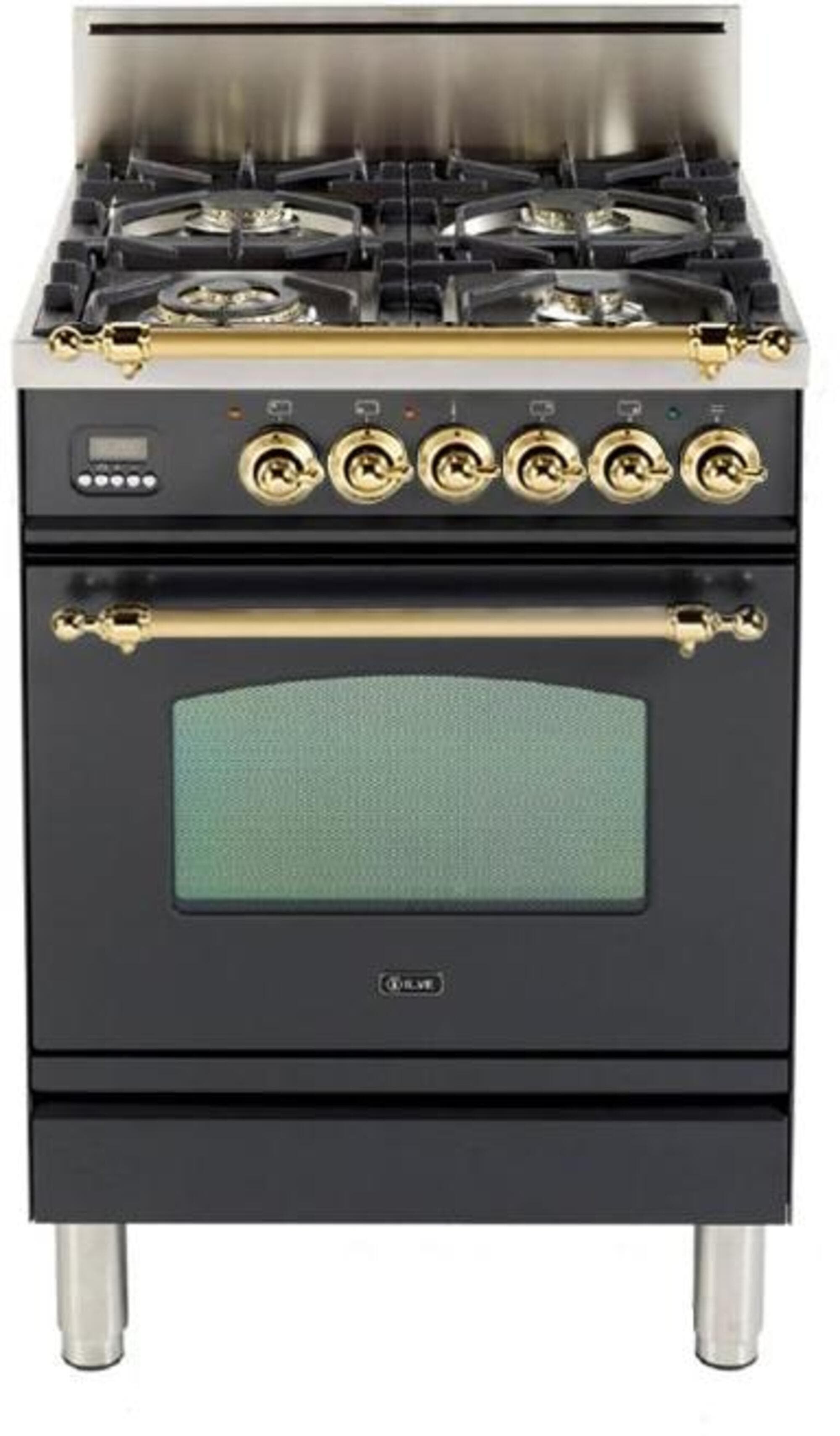 Ilve UPN60DVGGMLP Liquid Propane In Matte Graphite W/ Brass Trim