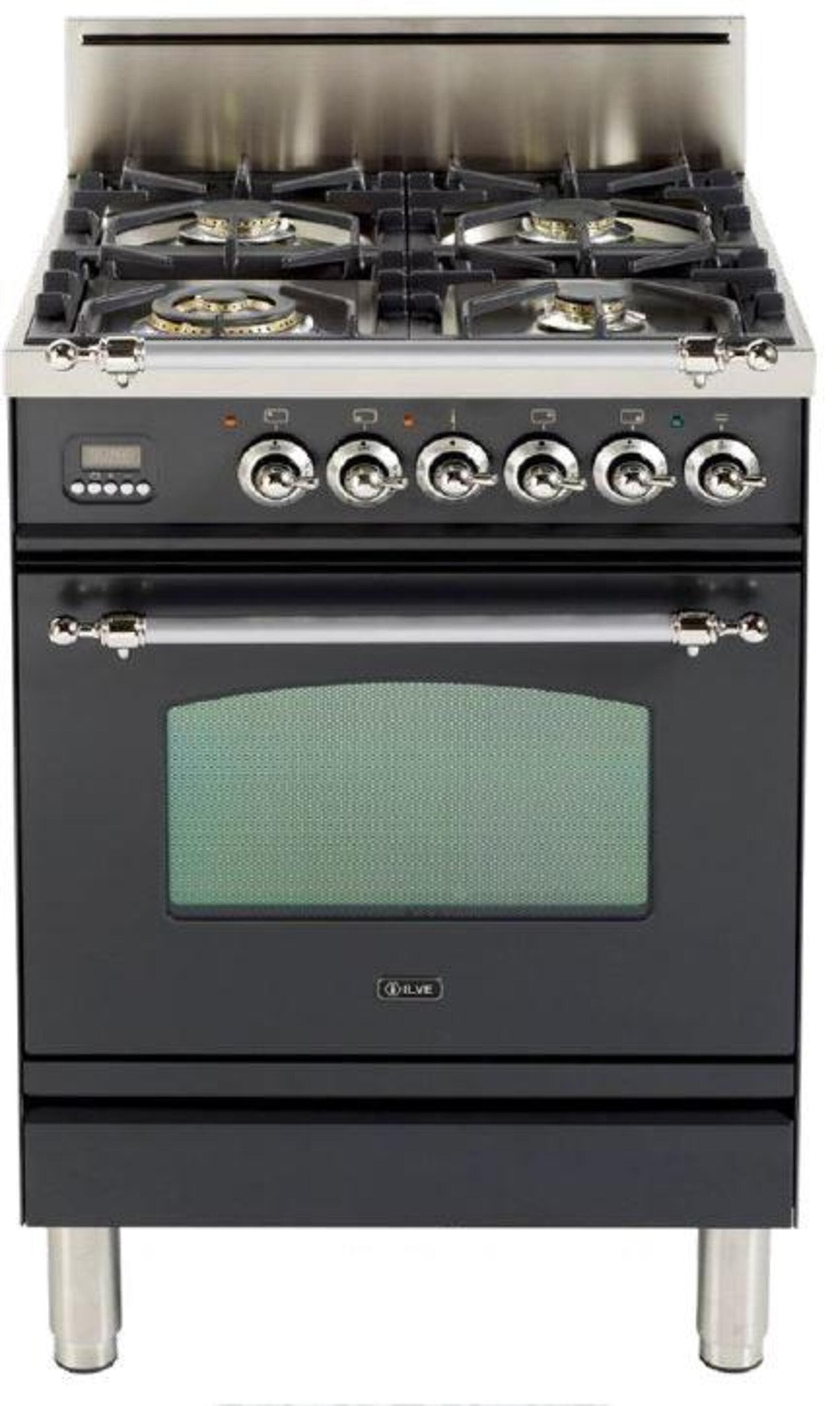 Ilve UPN60DVGGMXLP Liquid Propane In Matte Graphite W/ Chrome Trim