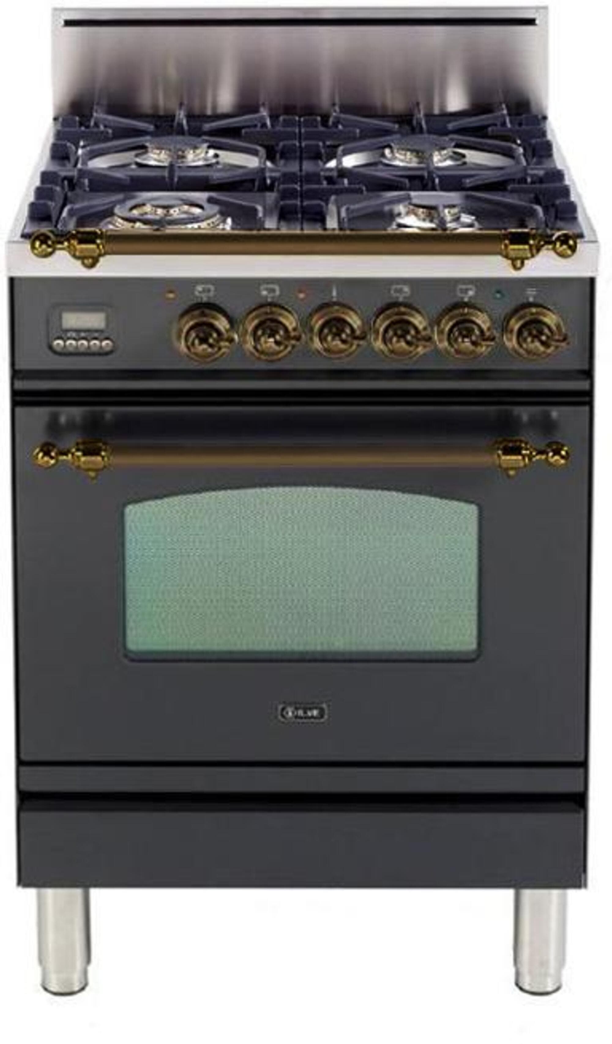 Ilve UPN60DVGGMYLP Liquid Propane In Matte Graphite W/ Bronze Trim