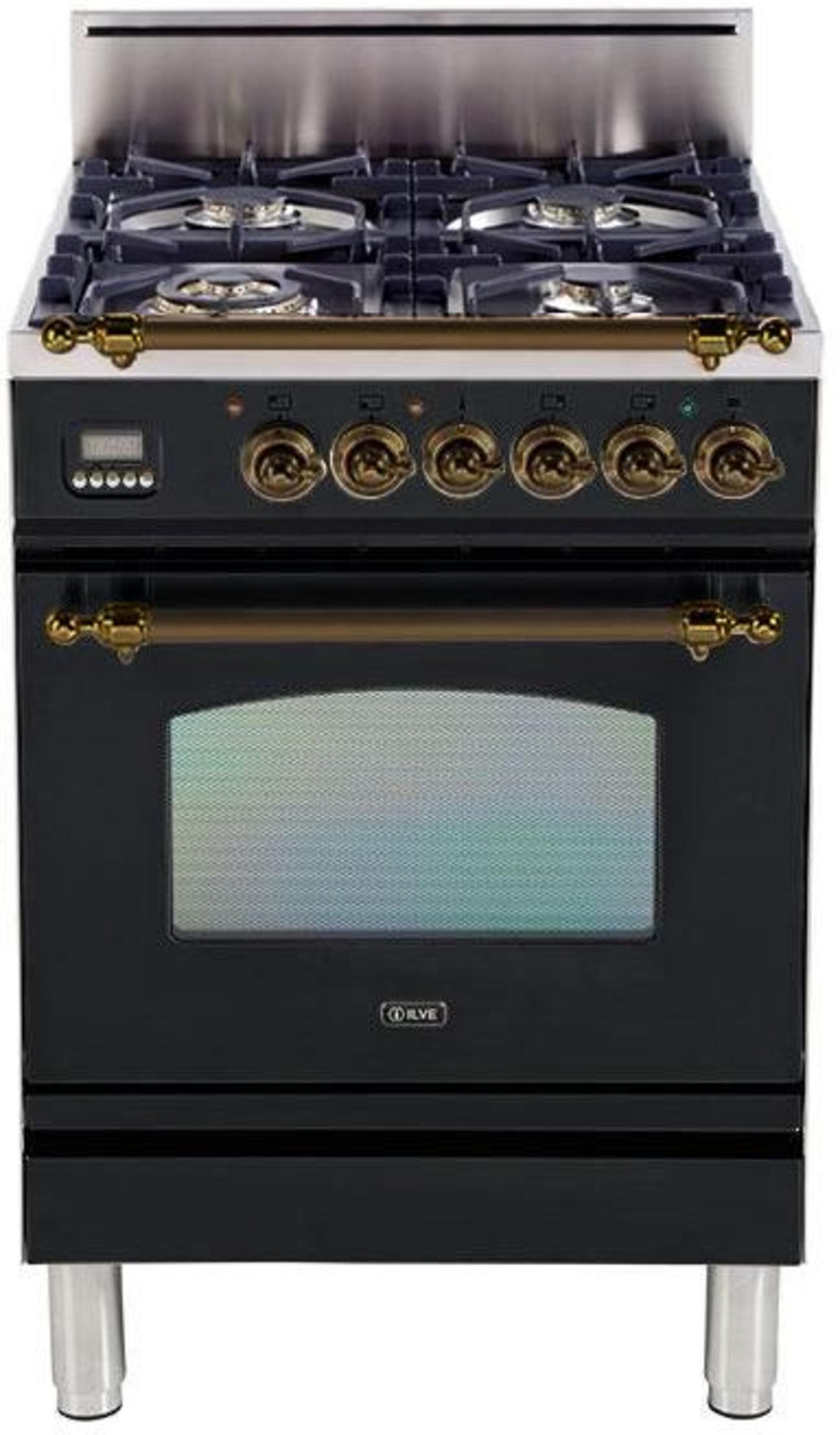 Ilve UPN60DVGGNYLP Liquid Propane In Glossy Black W/ Bronze Trim