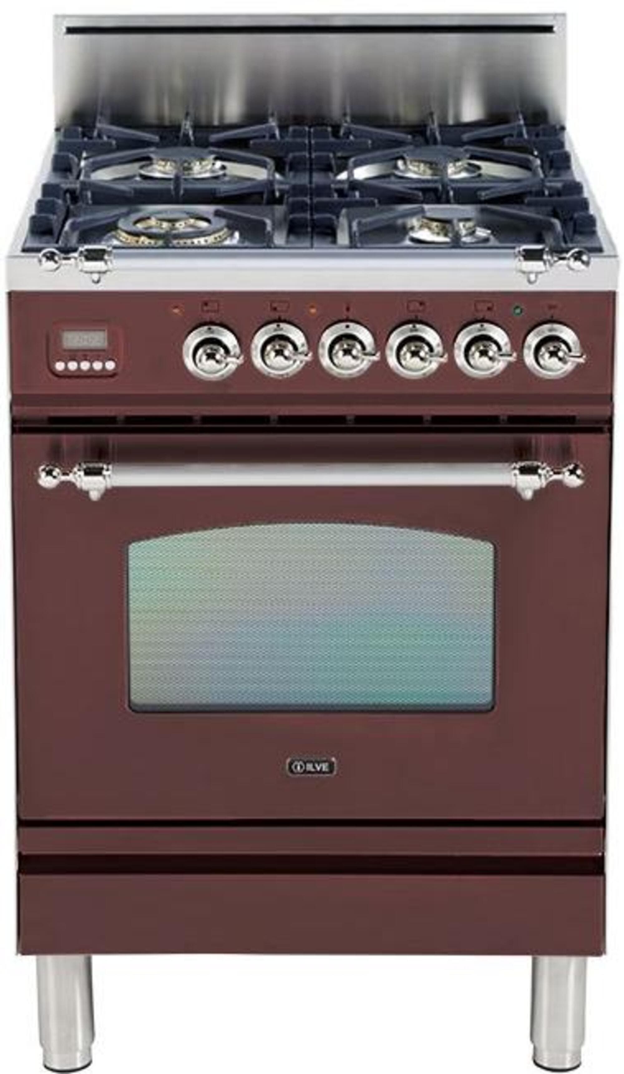 Ilve UPN60DVGGRBXLP Liquid Propane In Burgundy W/ Chrome Trim