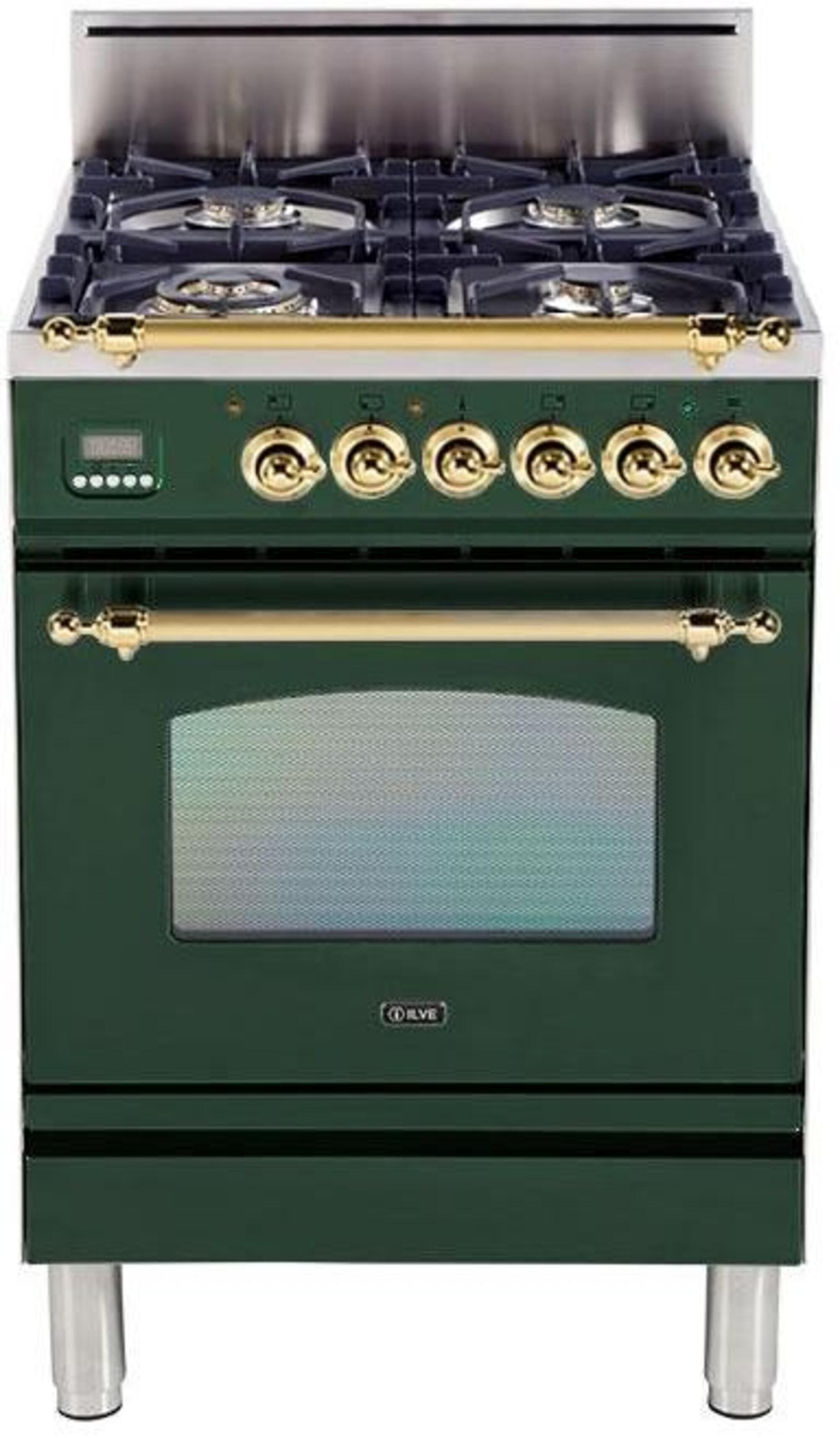 Ilve UPN60DVGGVSLP Liquid Propane In Emerald Green W/ Brass Trim