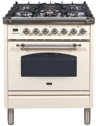 Ilve UPN76DMPAX Natural Gas In Antique White W/ Chrome Trim