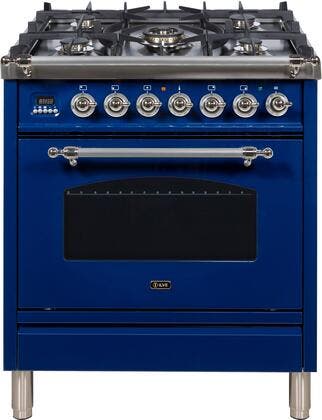Ilve UPN76DMPBLXLP Liquid Propane In Midnight Blue W/ Chrome Trim
