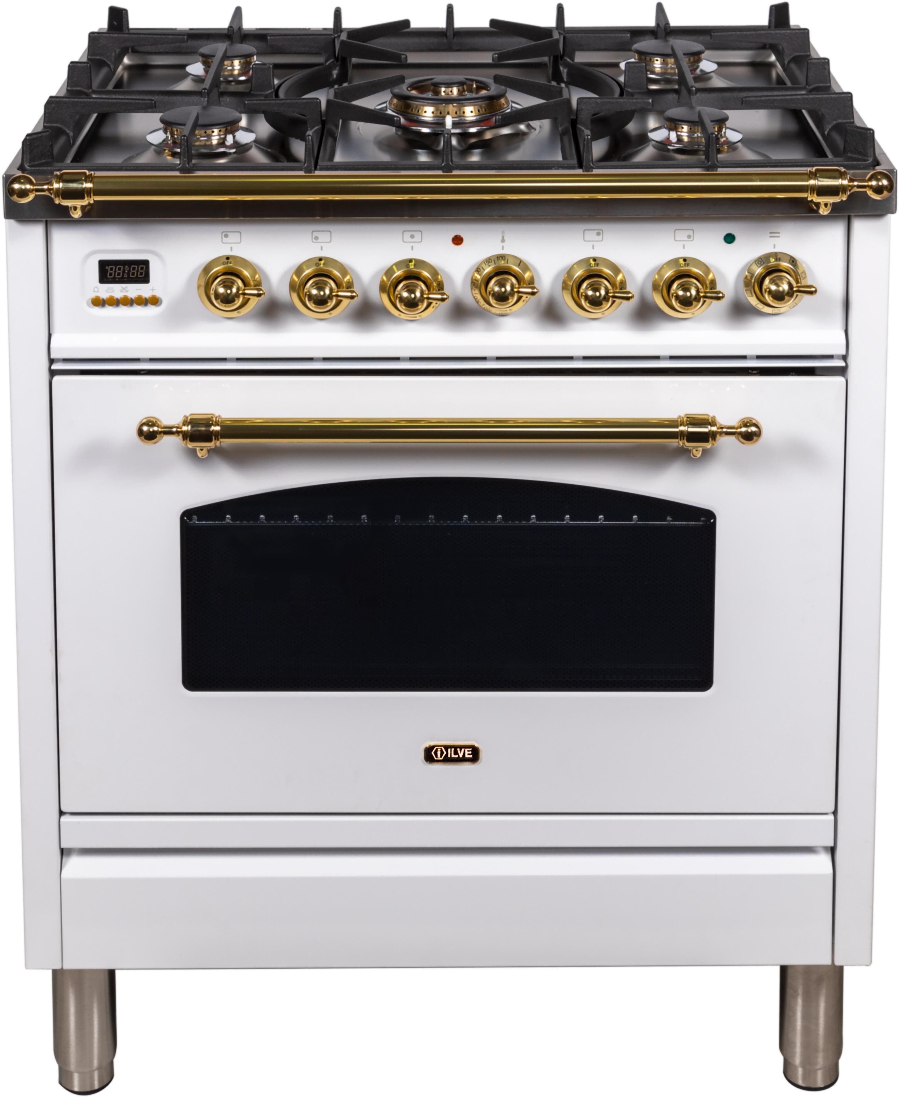 Ilve UPN76DMPB Natural Gas In White W/ Brass Trim
