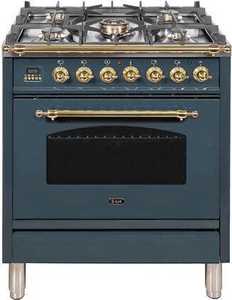 Ilve UPN76DMPGULP Liquid Propane In Blue Grey W/ Brass Trim