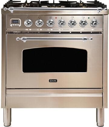 Ilve UPN76DMPIXLP Liquid Propane In Stainless Steel W/ Chrome Trim