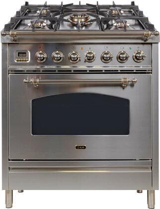 Ilve UPN76DMPIYLP Liquid Propane In Stainless Steel W/ Bronze Trim