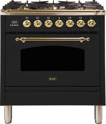 Ilve UPN76DMPMLP Liquid Propane In Matte Graphite W/ Brass Trim
