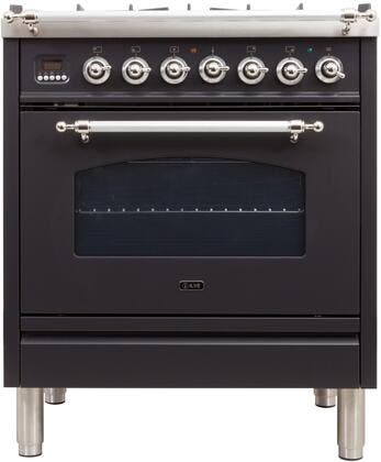 Ilve UPN76DMPMXLP Liquid Propane In Matte Graphite W/ Chrome Trim