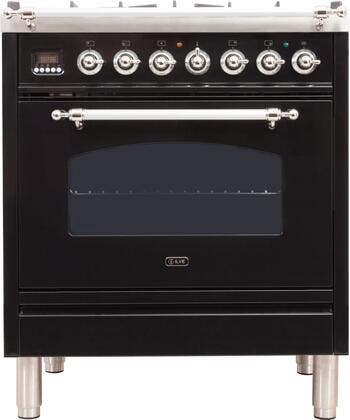 Ilve UPN76DMPNXLP Liquid Propane In Glossy Black W/ Chrome Trim