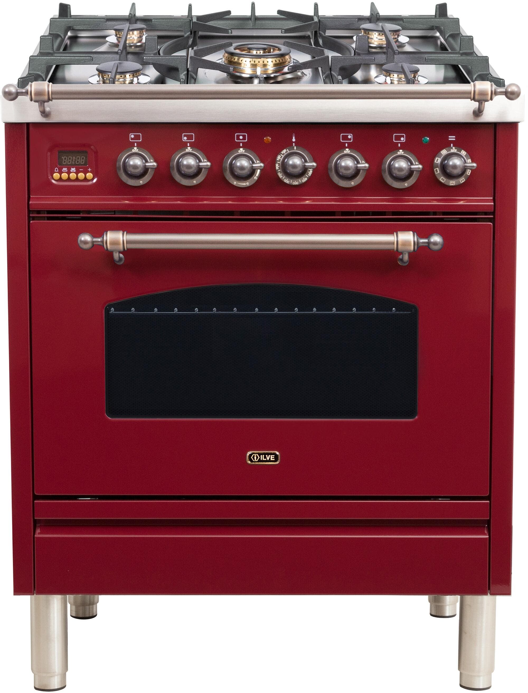 Ilve UPN76DMPRBYLP Liquid Propane In Burgundy W/ Bronze Trim