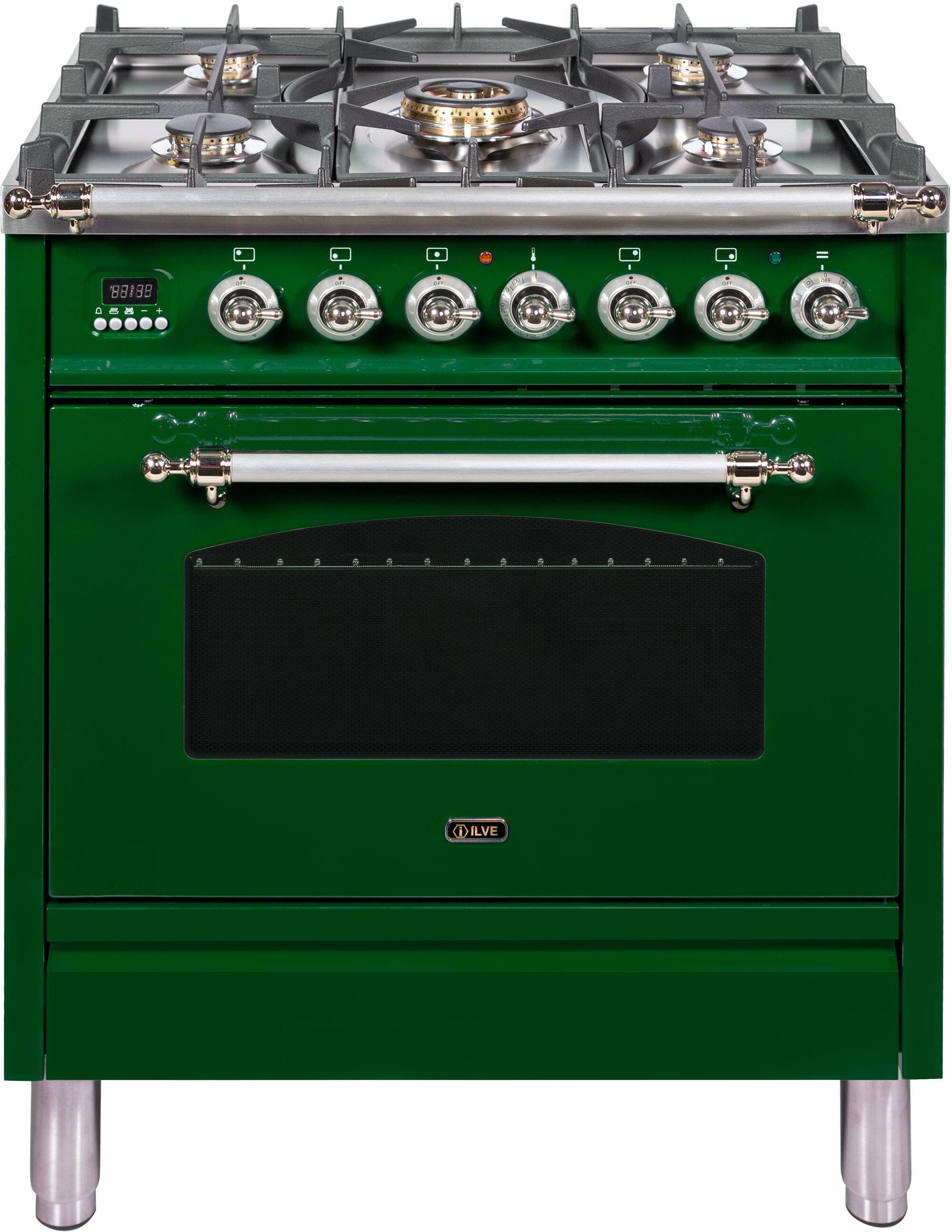 Ilve UPN76DMPVSXLP Liquid Propane In Emerald Green W/ Chrome Trim