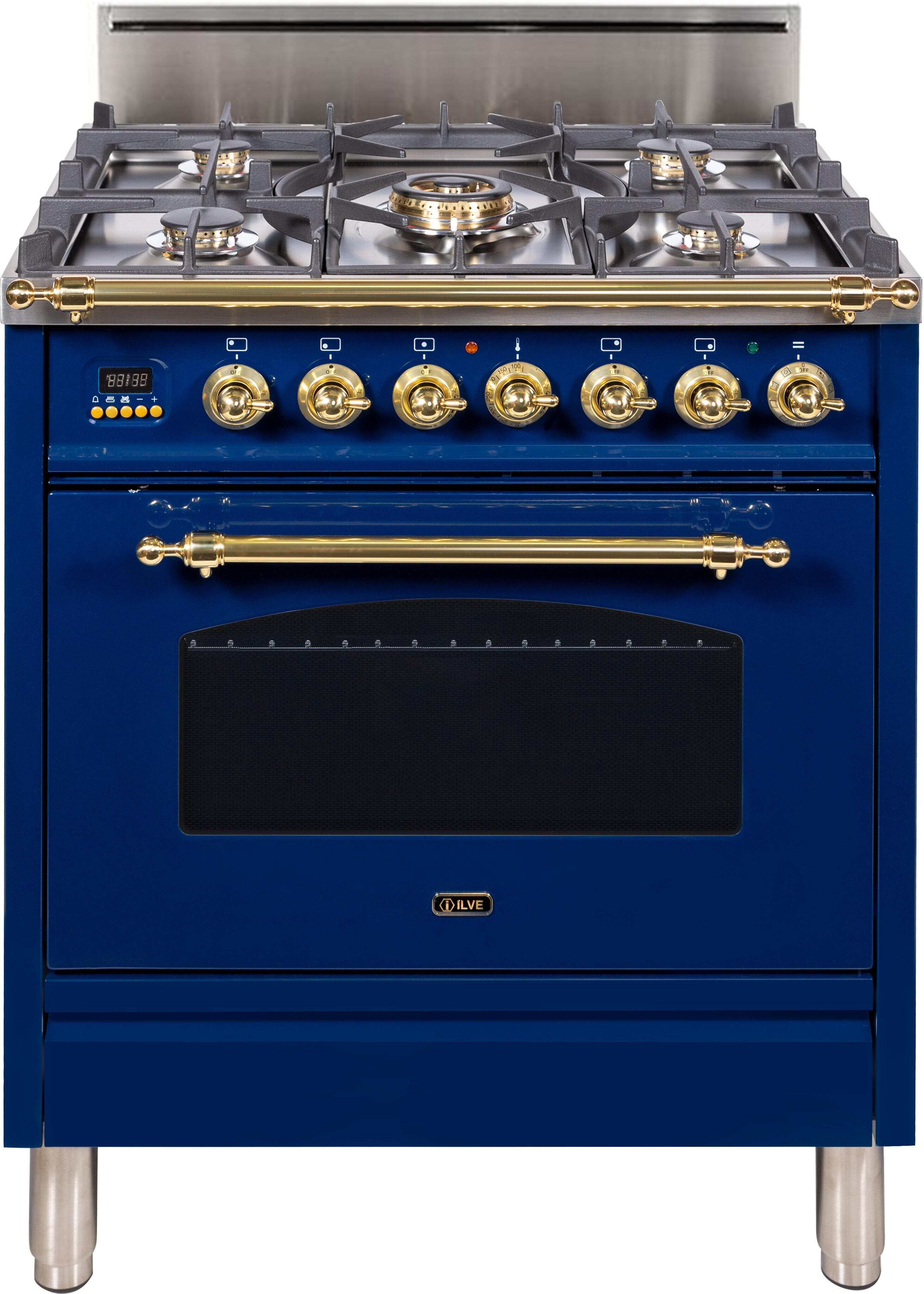 Ilve UPN76DVGGBLLP Liquid Propane In Midnight Blue W/ Brass Trim