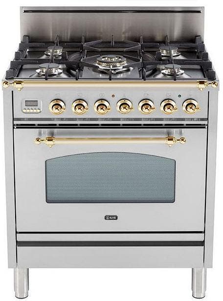 Ilve UPN76DVGGILP Liquid Propane In Stainless Steel W/ Brass Trim