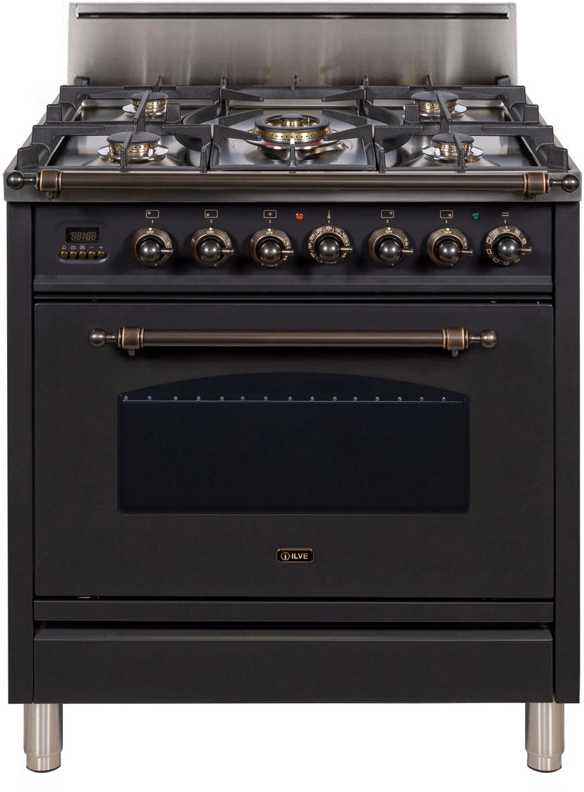 Ilve UPN76DVGGMYLP 30" Freestanding Gas Range w/ 5 Sealed Burners, Do...