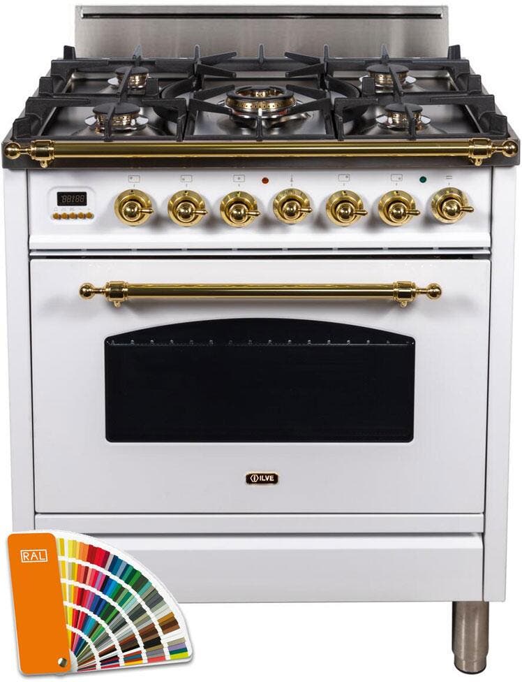 Ilve UPN76DVGGRALLP Liquid Propane In Custom Ral Color W/ Brass Trim
