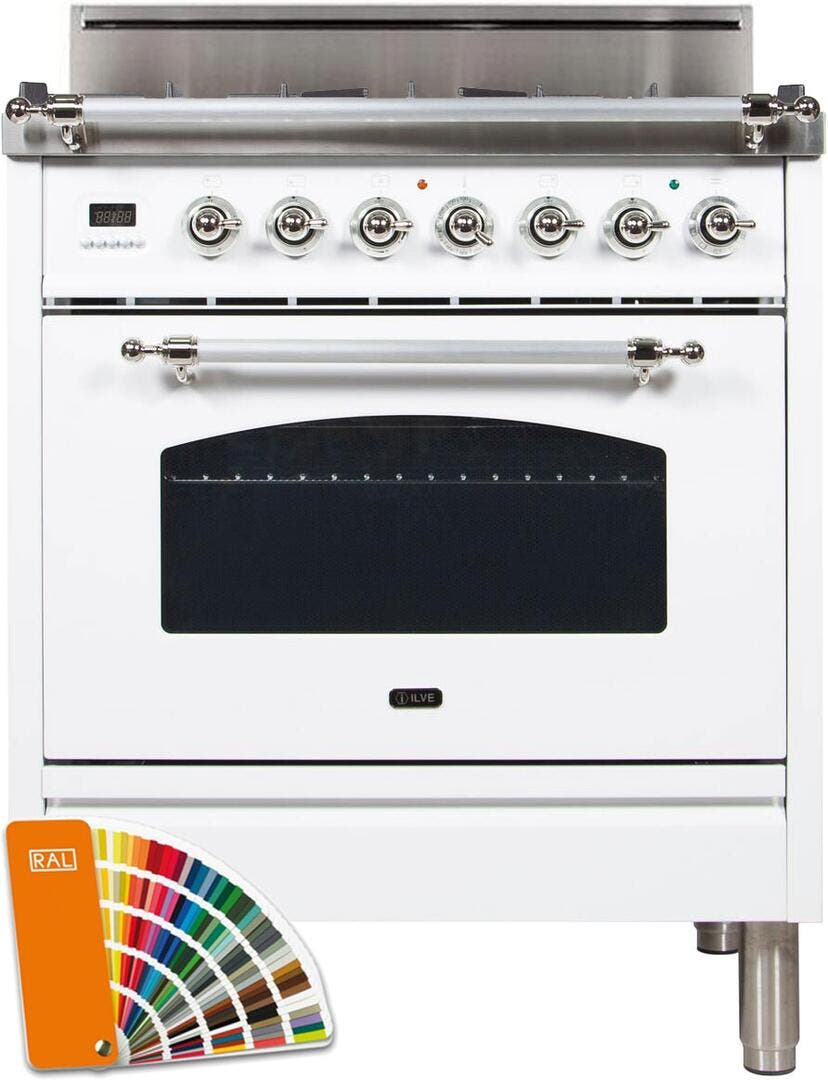 Ilve UPN76DVGGRALXLP Liquid Propane In Custom Ral Color W/ Chrome Trim
