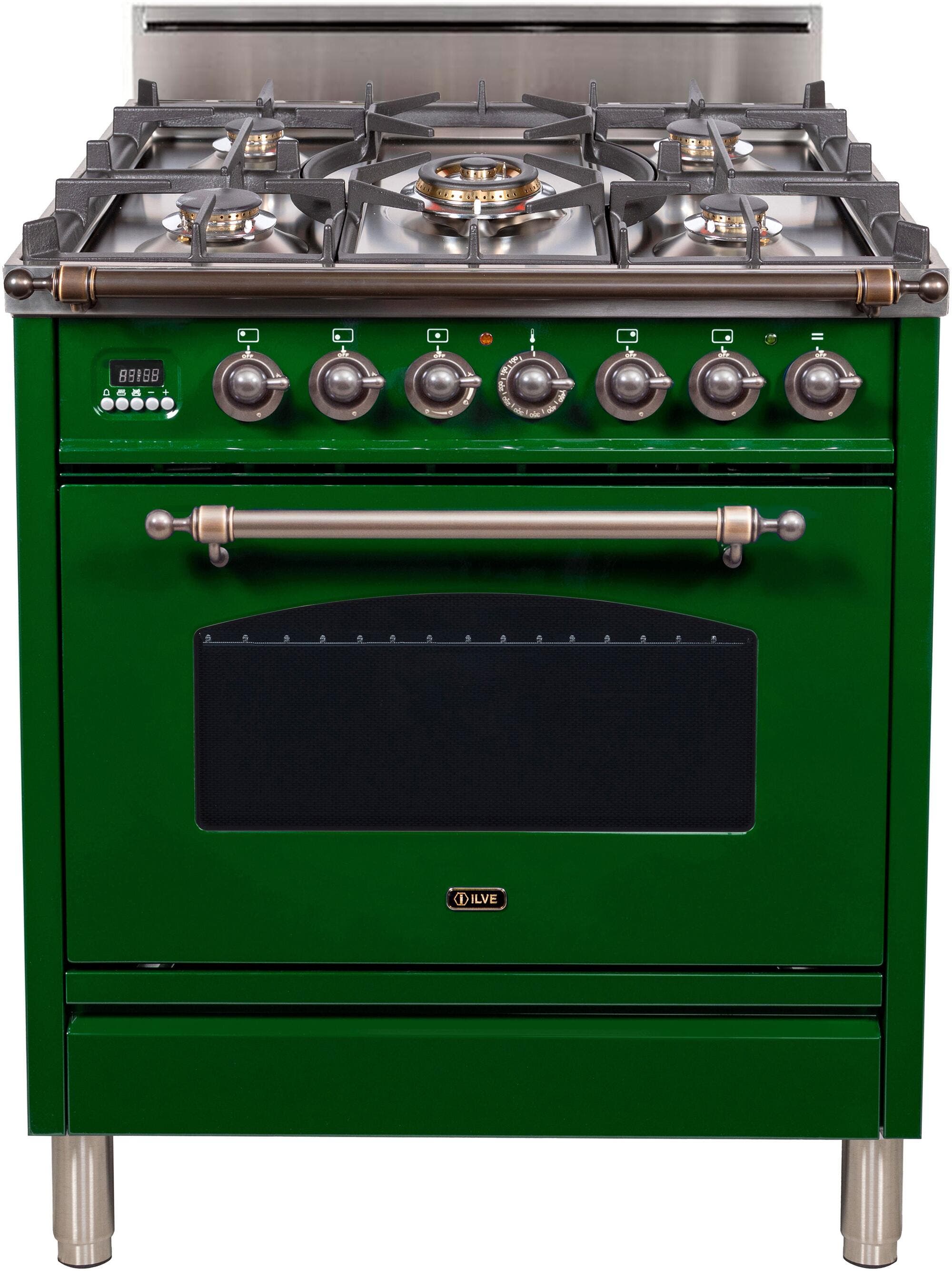Ilve UPN76DVGGVSYLP Liquid Propane In Emerald Green W/ Bronze Trim
