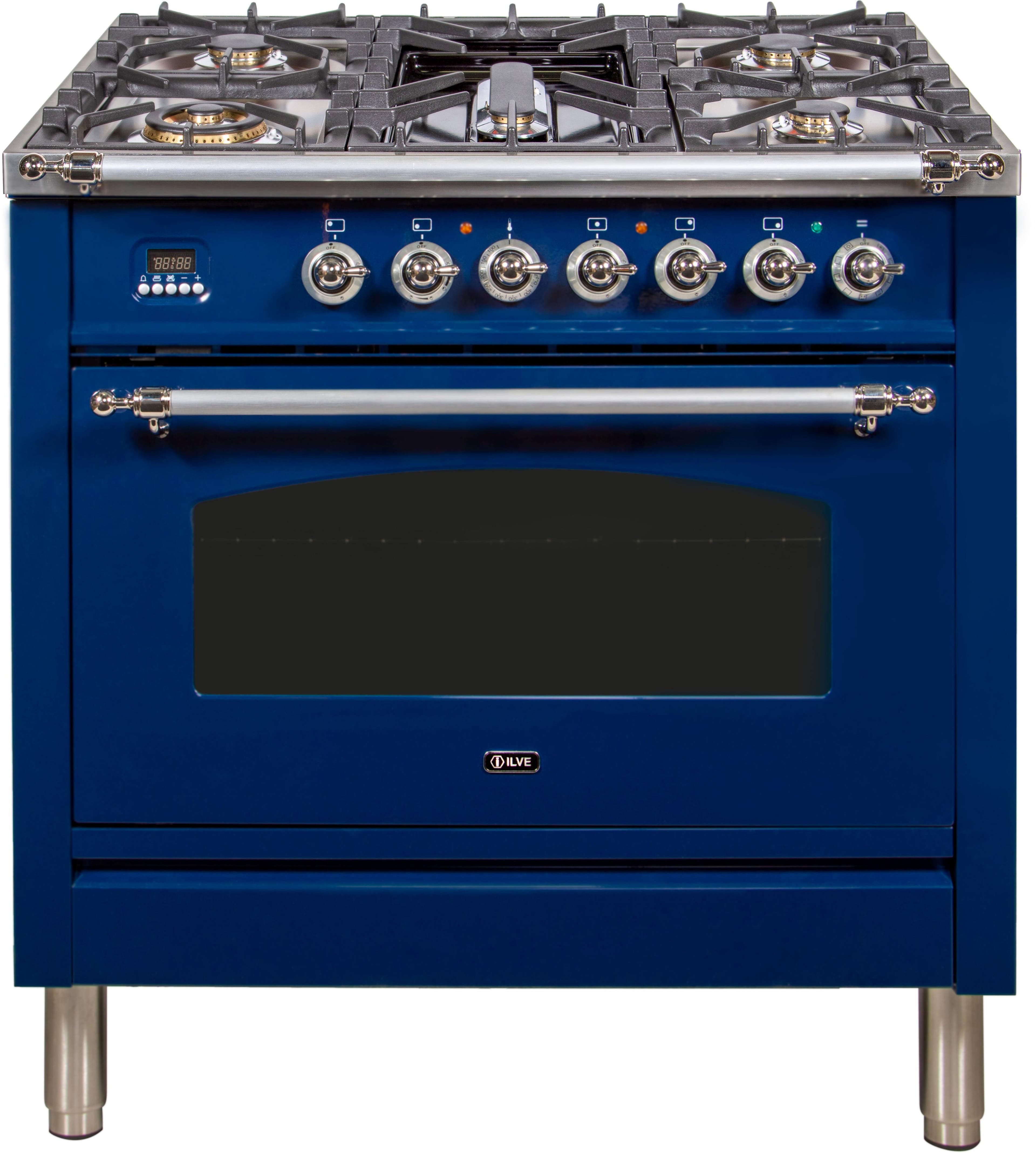 Ilve UPN90FDMPBLXLP Liquid Propane In Midnight Blue W/ Chrome Trim