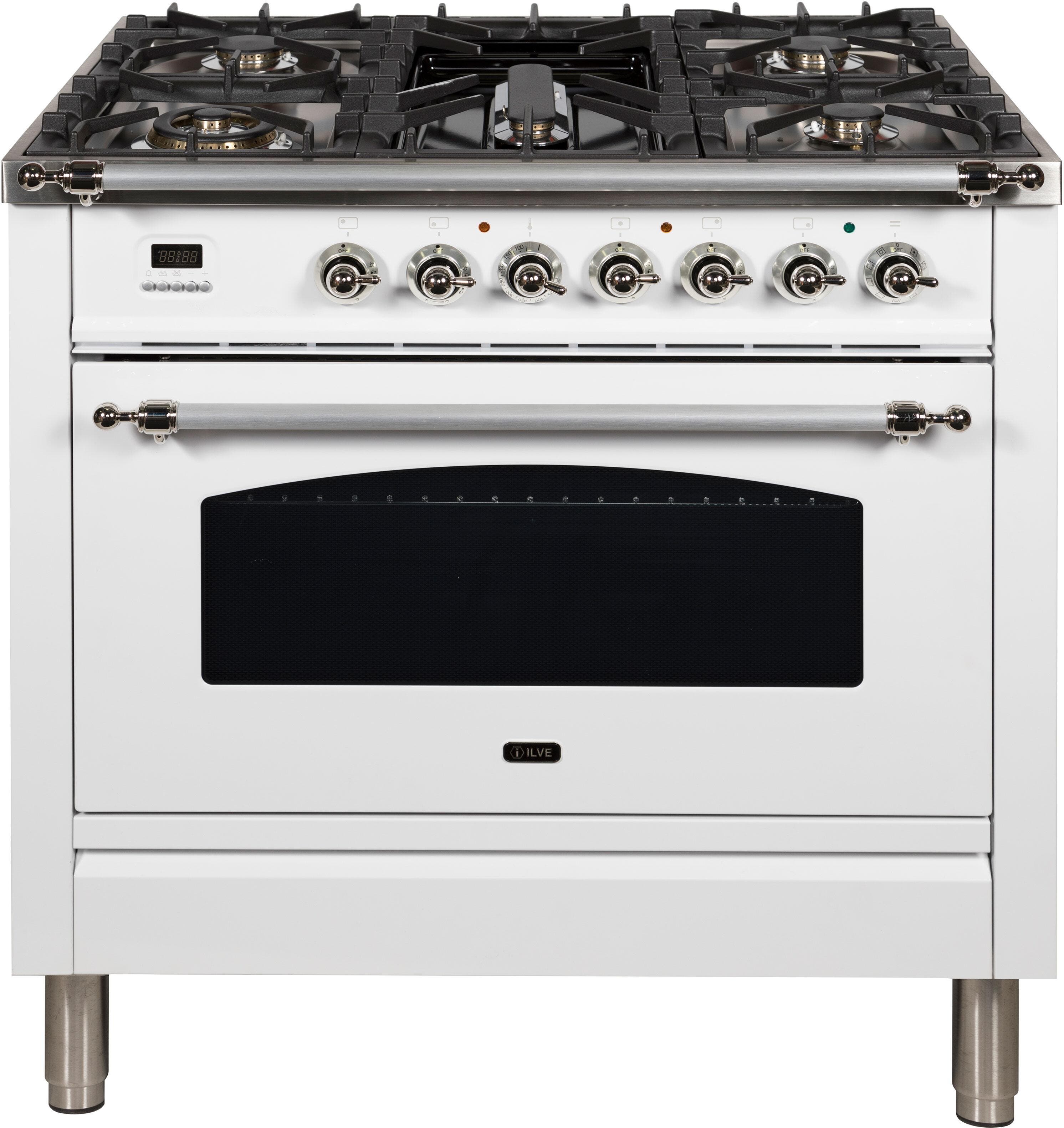 Ilve UPN90FDMPBXLP Liquid Propane In White W/ Chrome Trim