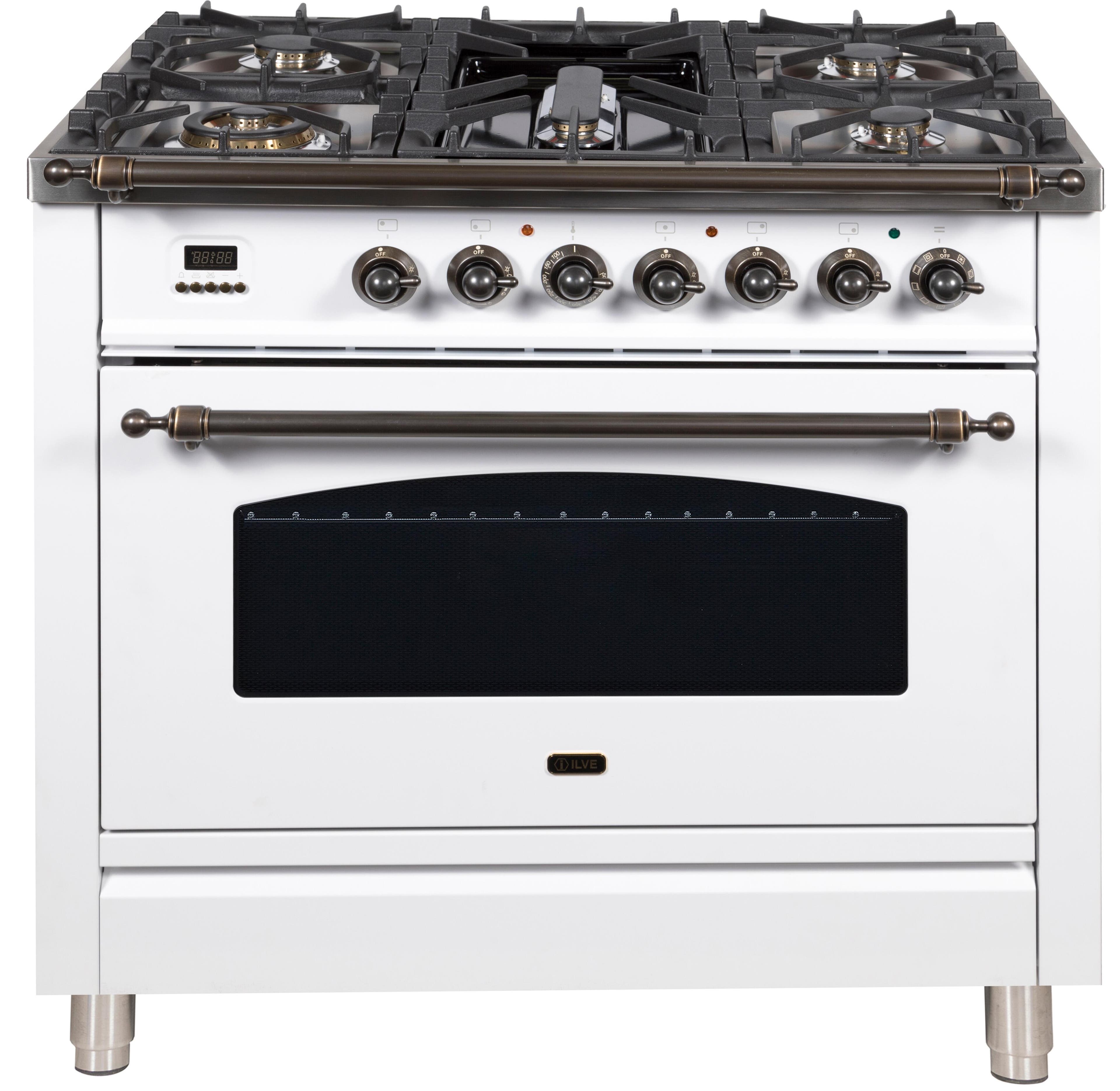 Ilve UPN90FDMPBYLP Liquid Propane In White W/ Bronze Trim