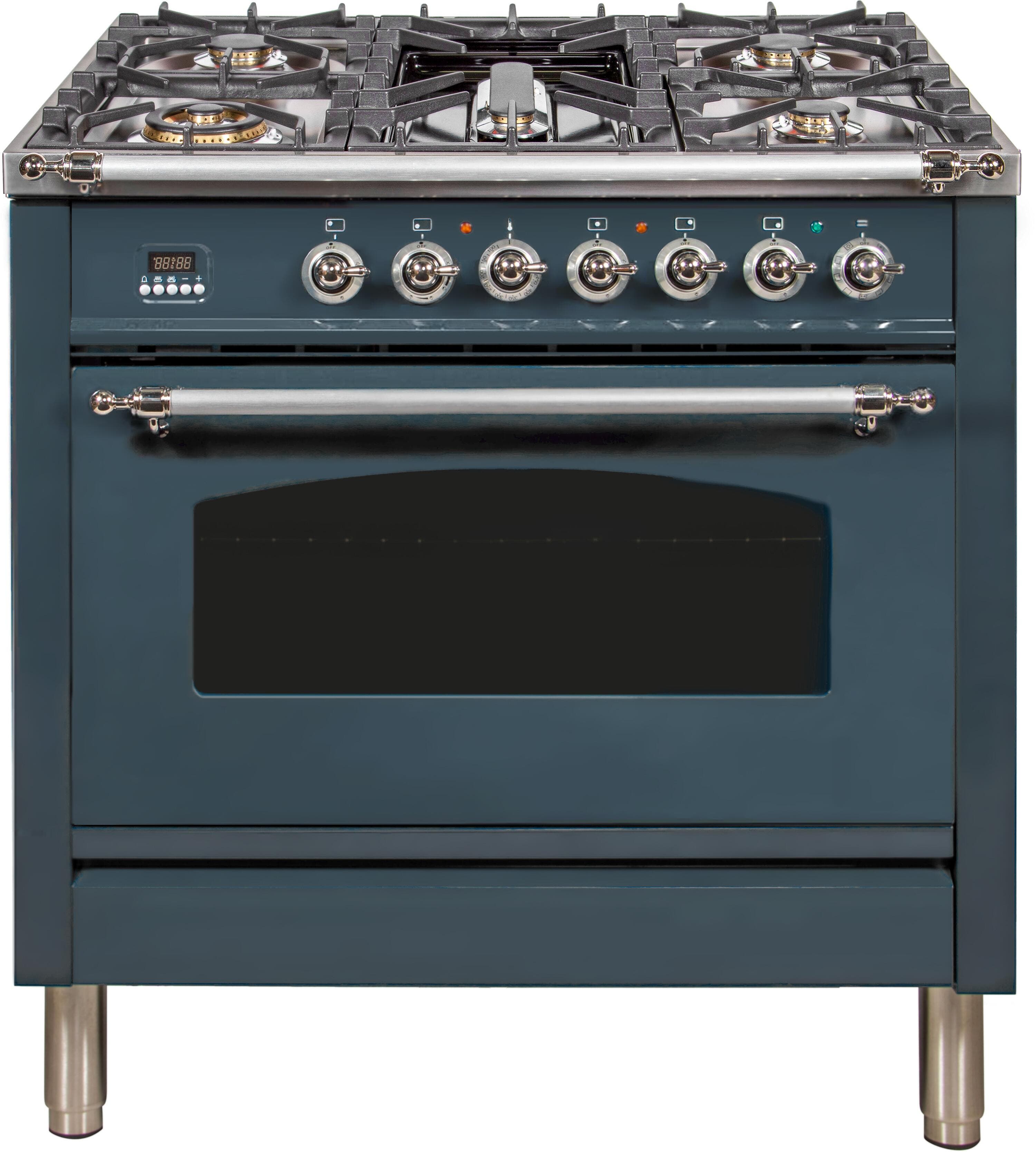 Ilve UPN90FDMPGUX Natural Gas In Blue Grey W/ Chrome Trim