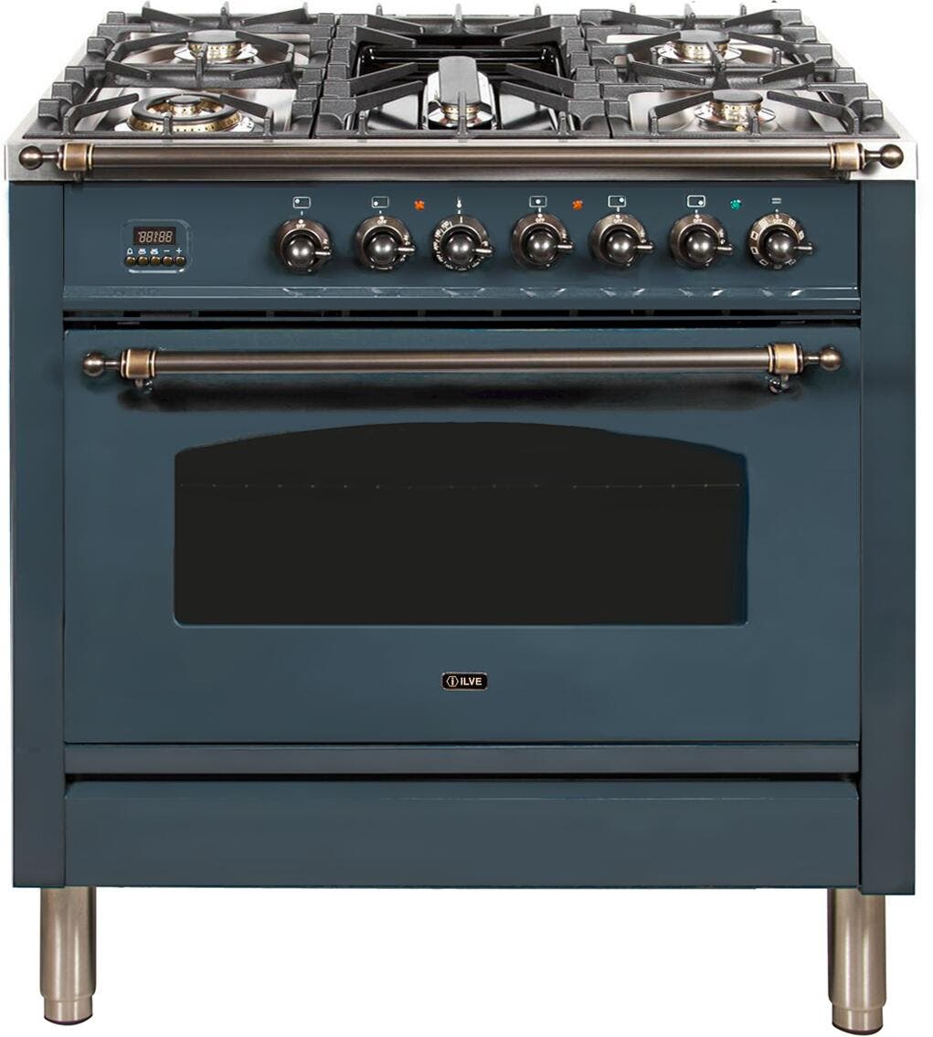 Ilve UPN90FDMPGUYLP Liquid Propane In Blue Grey W/ Bronze Trim