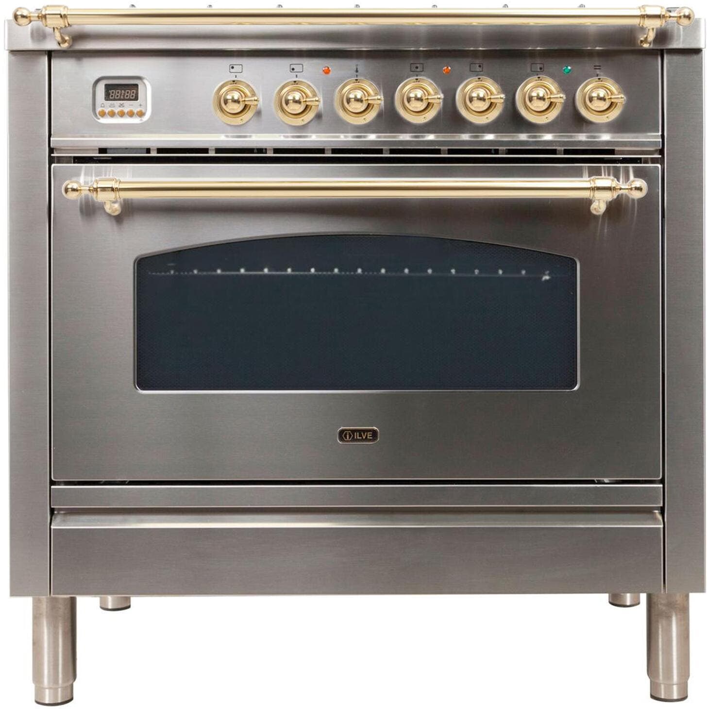 Ilve UPN90FDMPILP Liquid Propane In Stainless Steel W/ Brass Trim