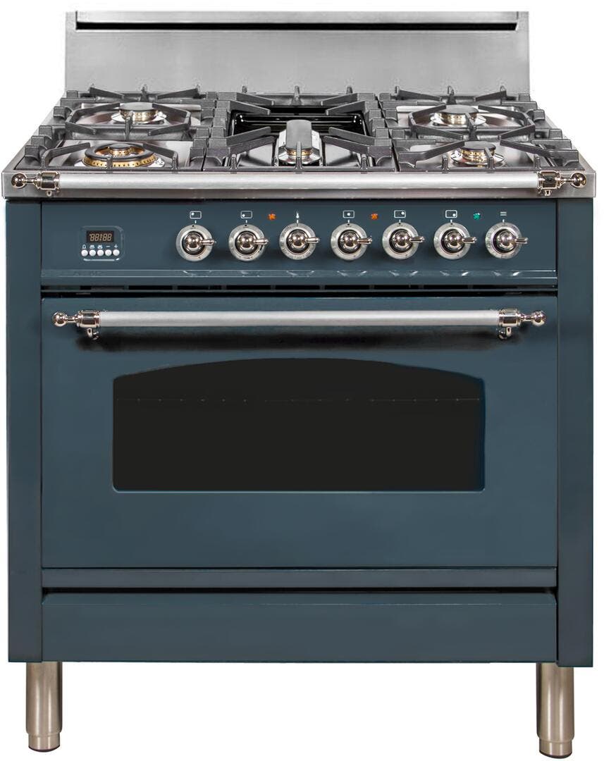 Ilve UPN90FDVGGGUXLP Liquid Propane In Blue Grey W/ Chrome Trim