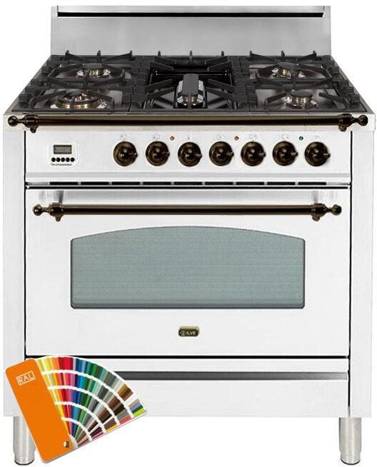Ilve UPN90FDVGGRALYLP Liquid Propane In Custom Ral Color W/ Bronze Trim