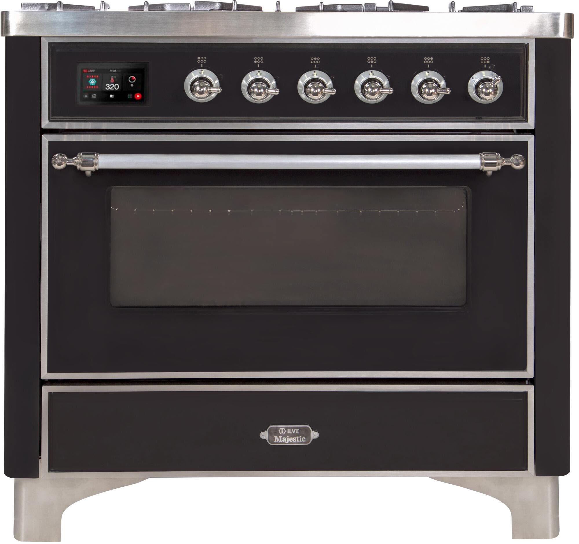 Ilve UM096DNS3BKCLP Liquid Propane In Glossy Black W/ Chrome Trim