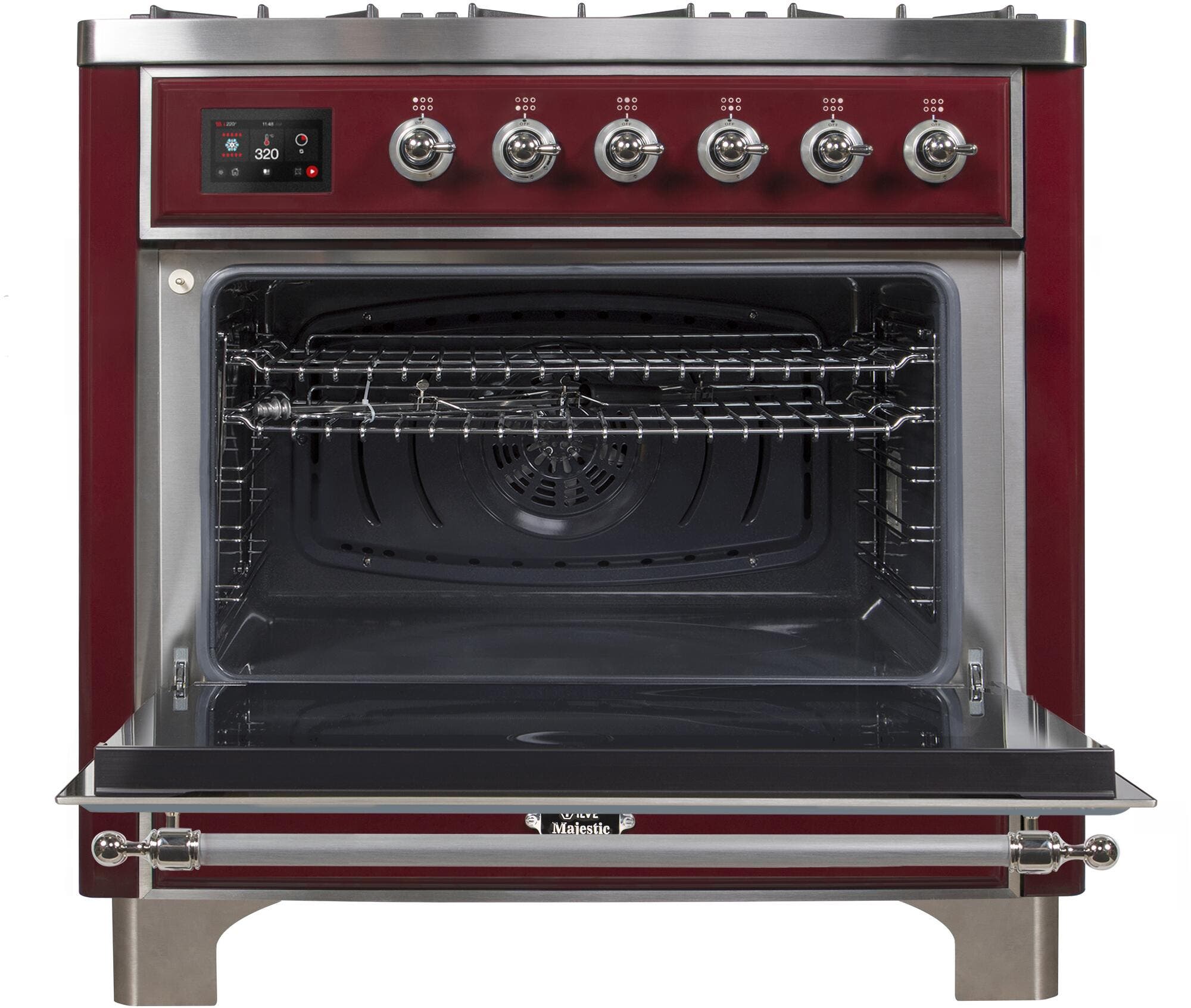 Ilve UM096DNS3BUCLP Liquid Propane In Burgundy W/ Chrome Trim