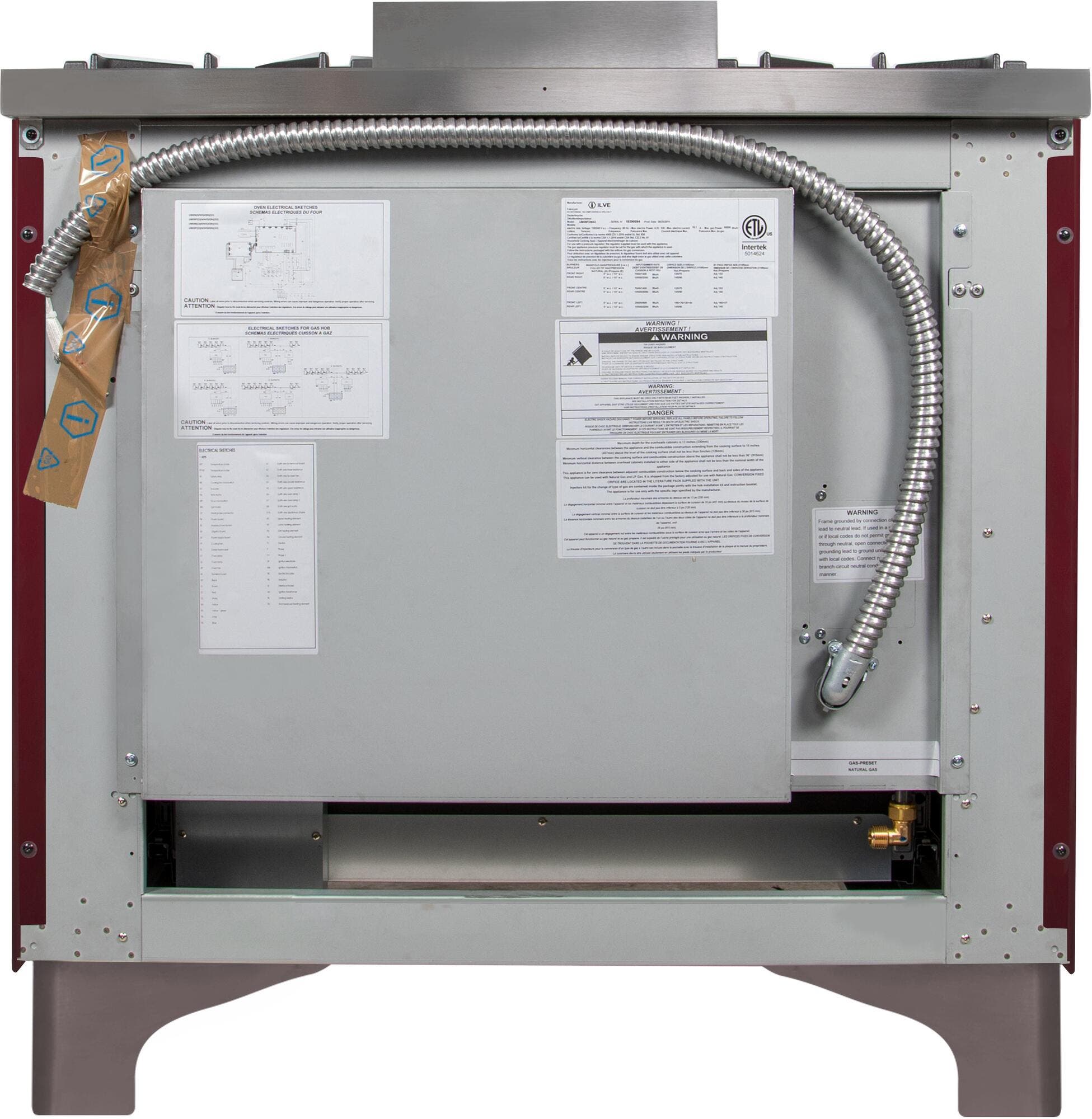 Ilve UM096DNS3BUCLP Liquid Propane In Burgundy W/ Chrome Trim