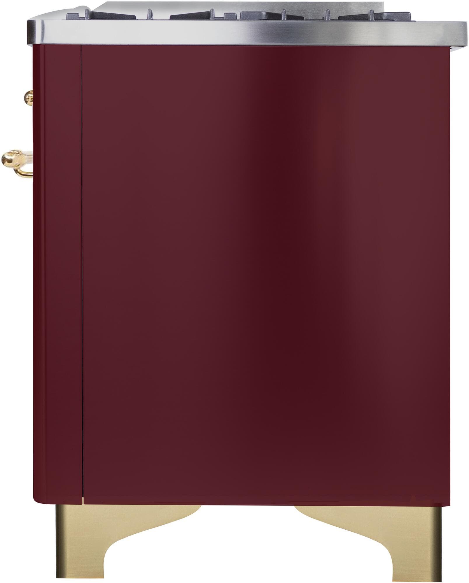 Ilve UM096DNS3BUGLP Liquid Propane In Burgundy W/ Brass Trim