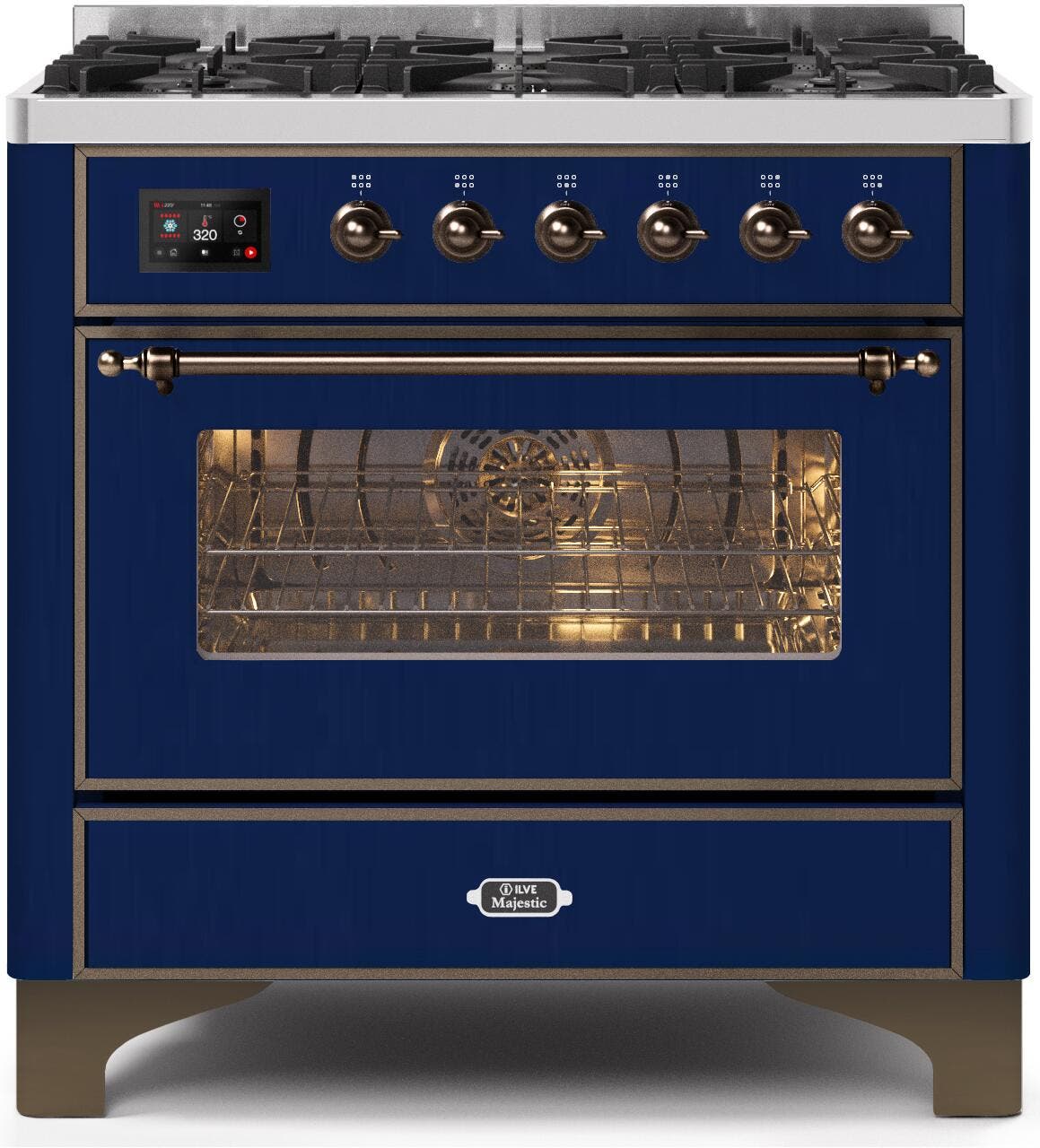 Ilve UM096DNS3MBBLP Liquid Propane In Midnight Blue W/ Bronze Trim