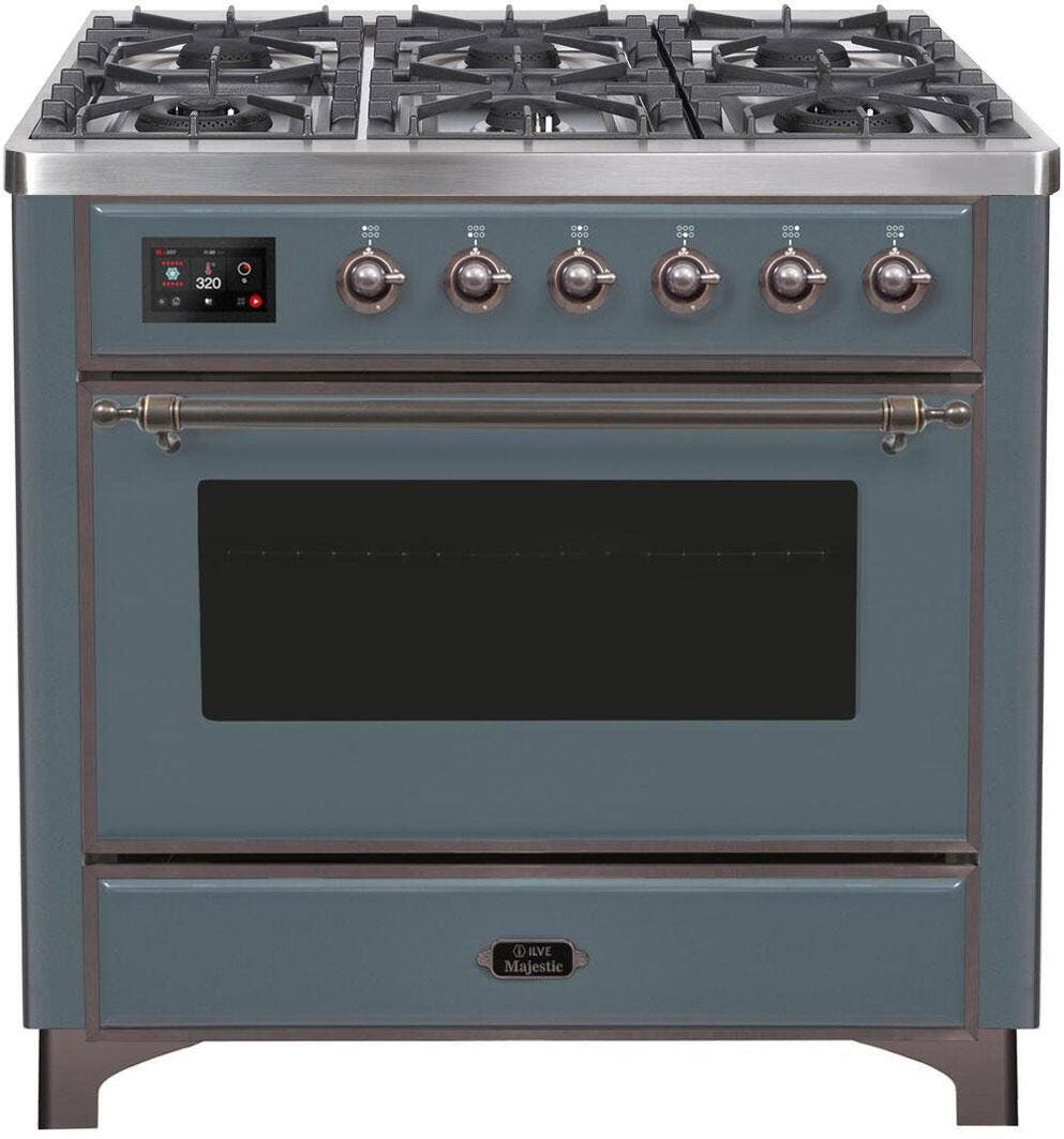 Ilve UM096DNS3BGBLP Liquid Propane In Blue Grey W/ Bronze Trim